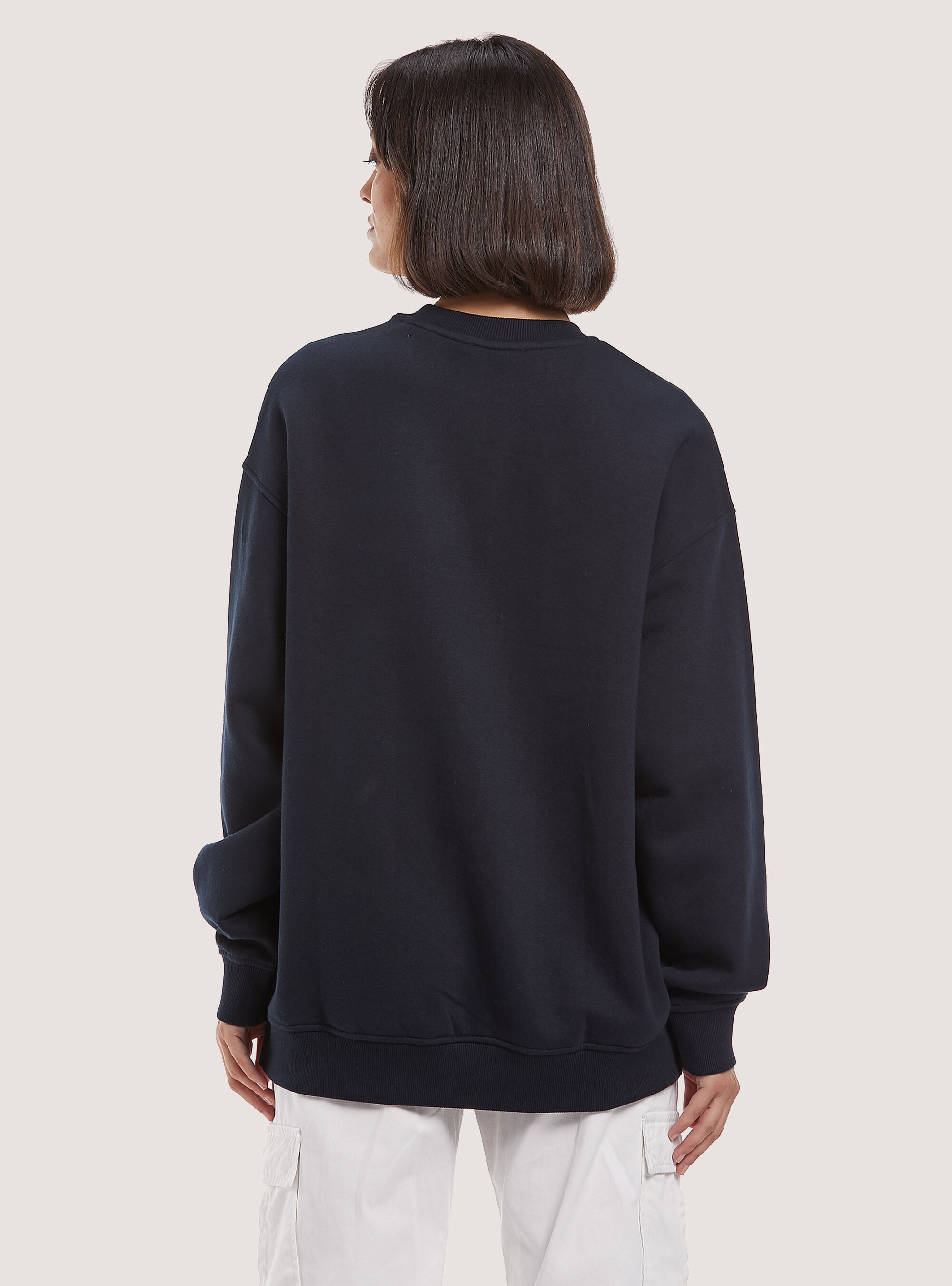 Felpa con stampa college oversize, NA1 NAVY DARK