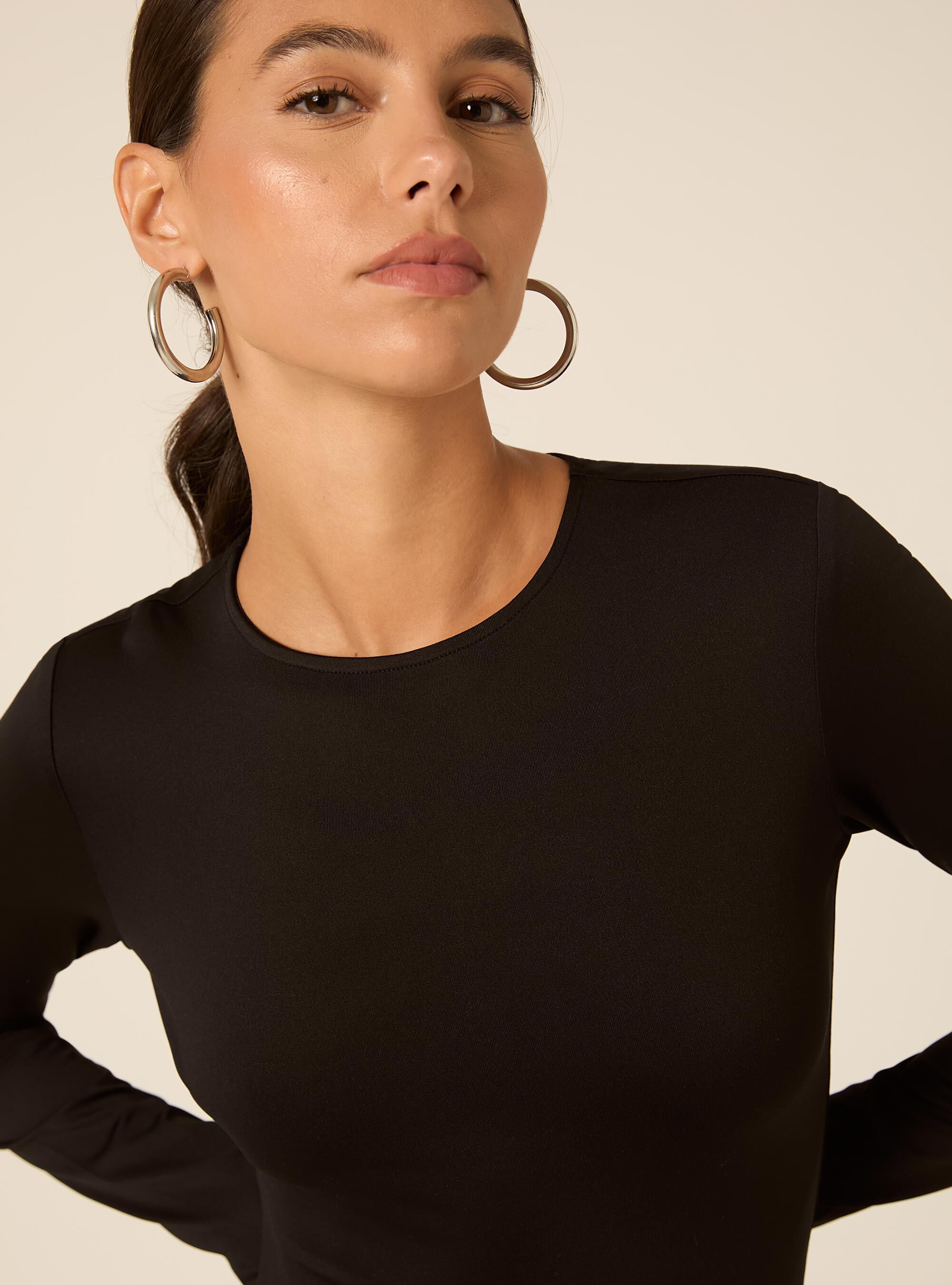 Body girocollo maniche lunghe, BK1 BLACK