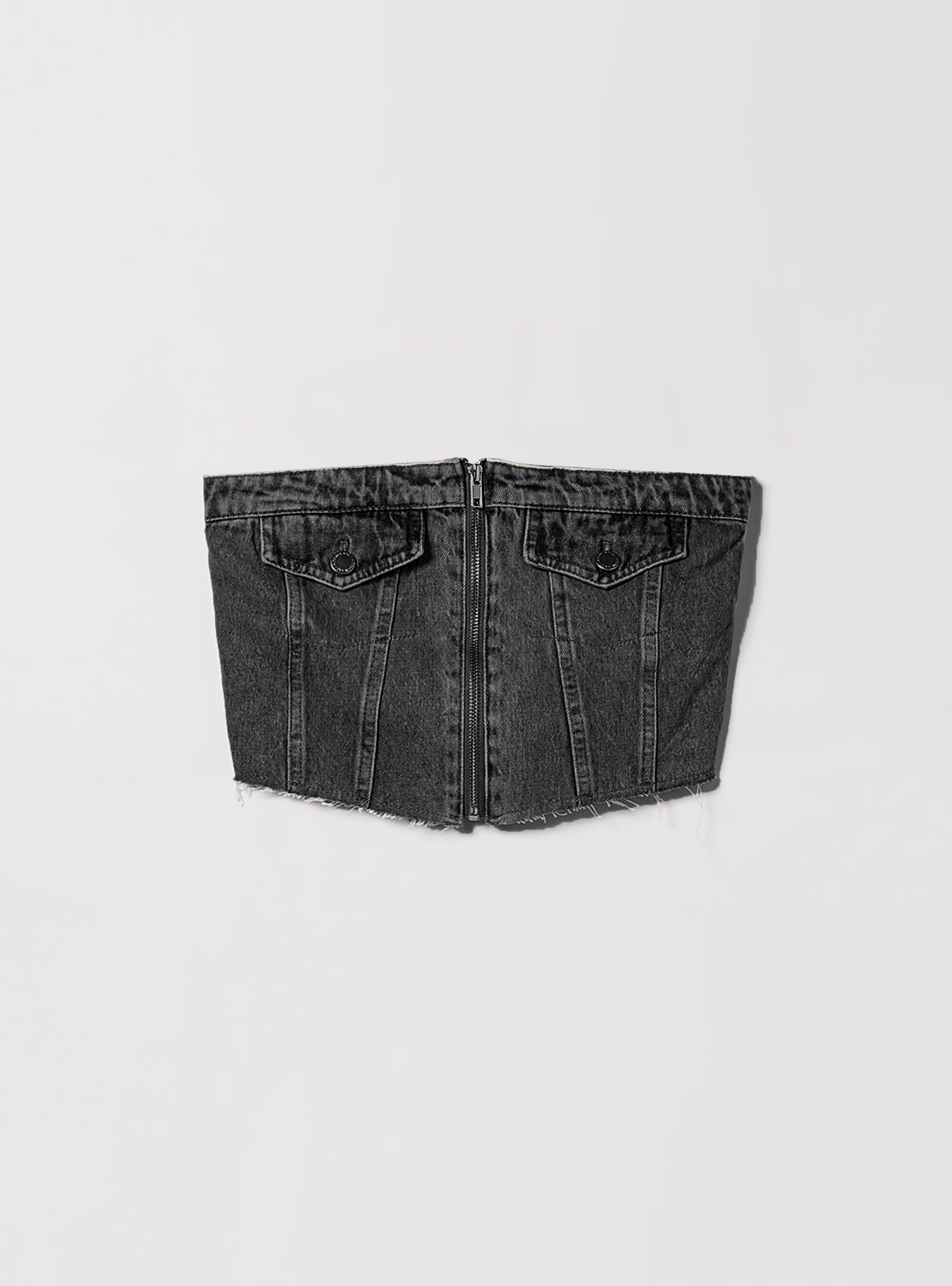 Bustier en denim avec fermeture &eacute;clair, D000 BLACK