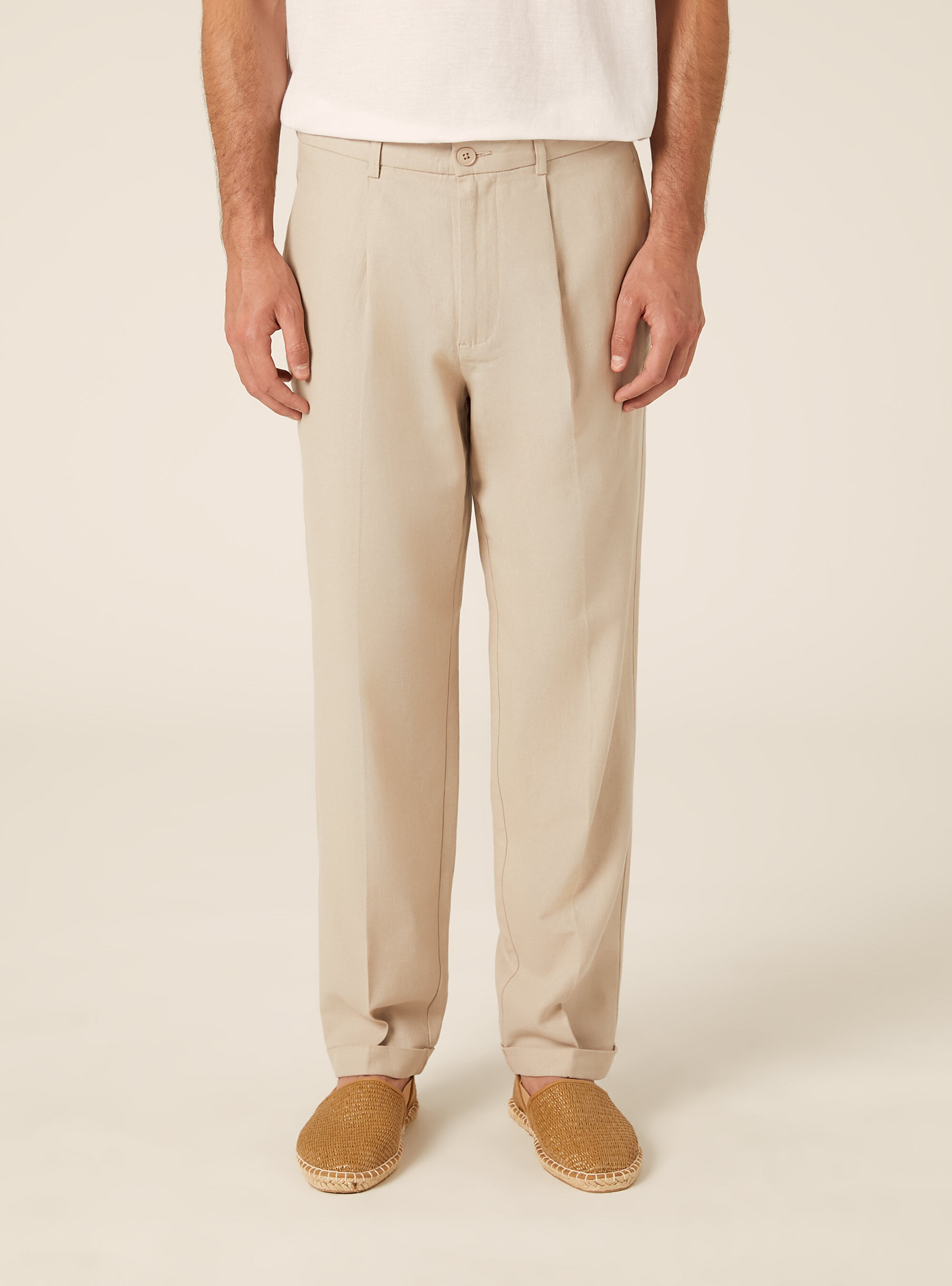 Lightweight Tailored Linen Blend Trousers, BG2 BEIGE MEDIUM