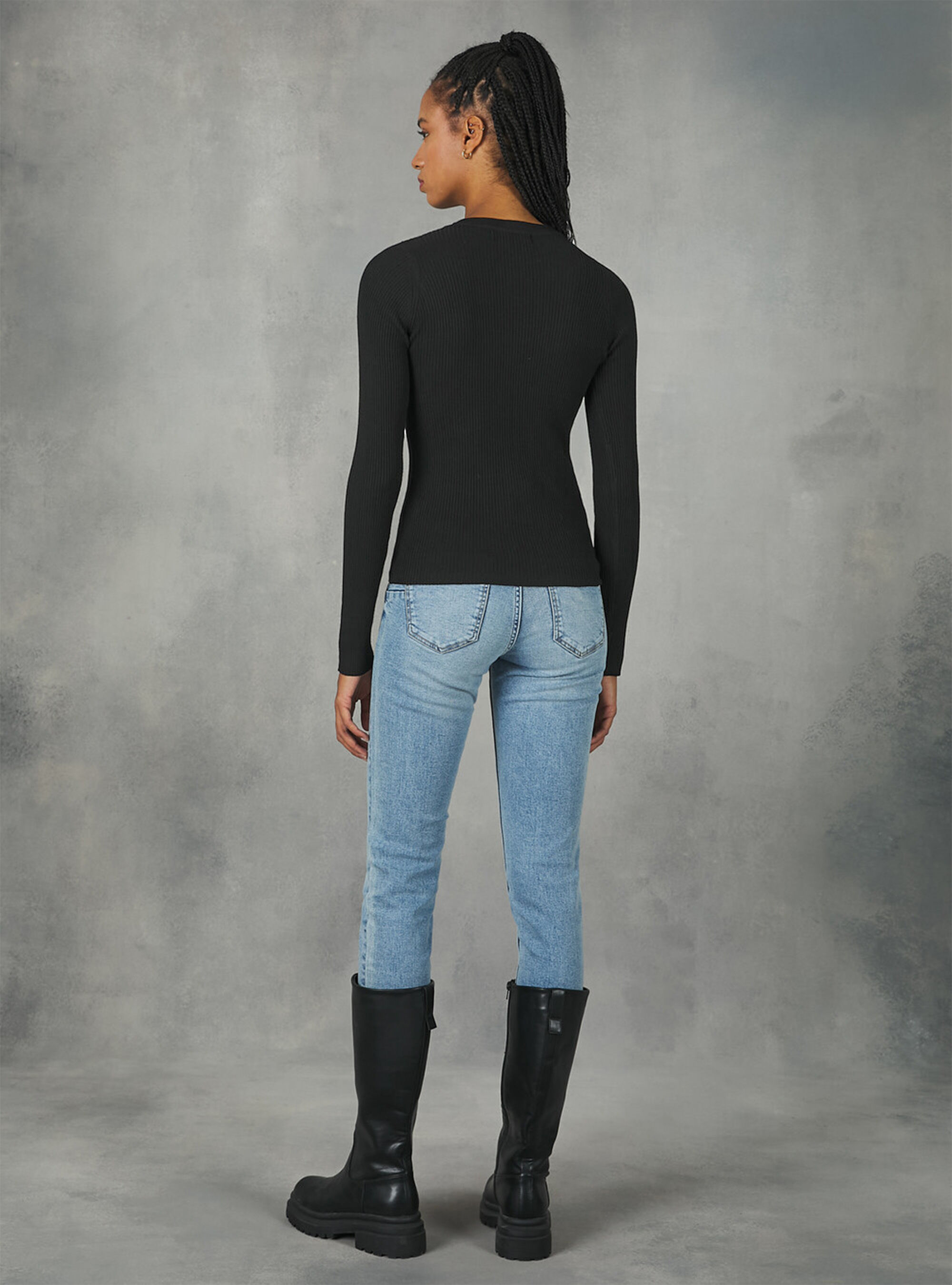 Pullover with V motif, BK1 BLACK