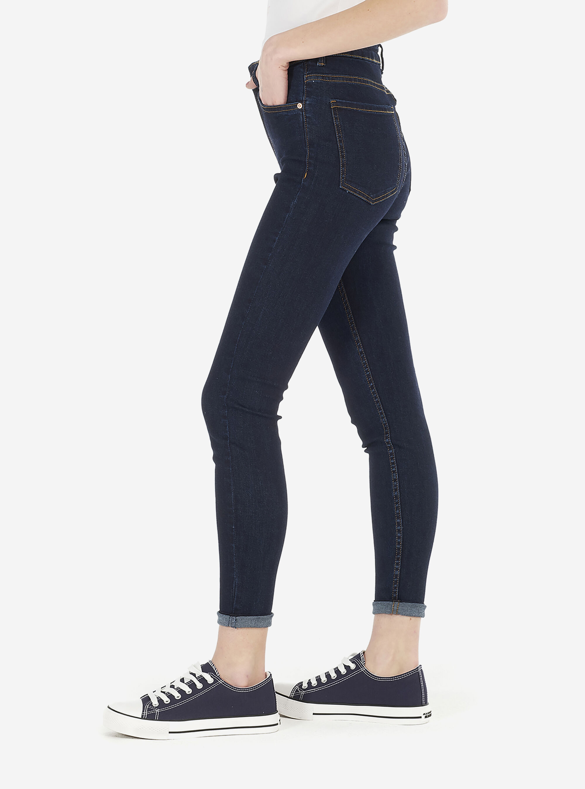 Denim skinny fit high rise, BLUE NAVY
