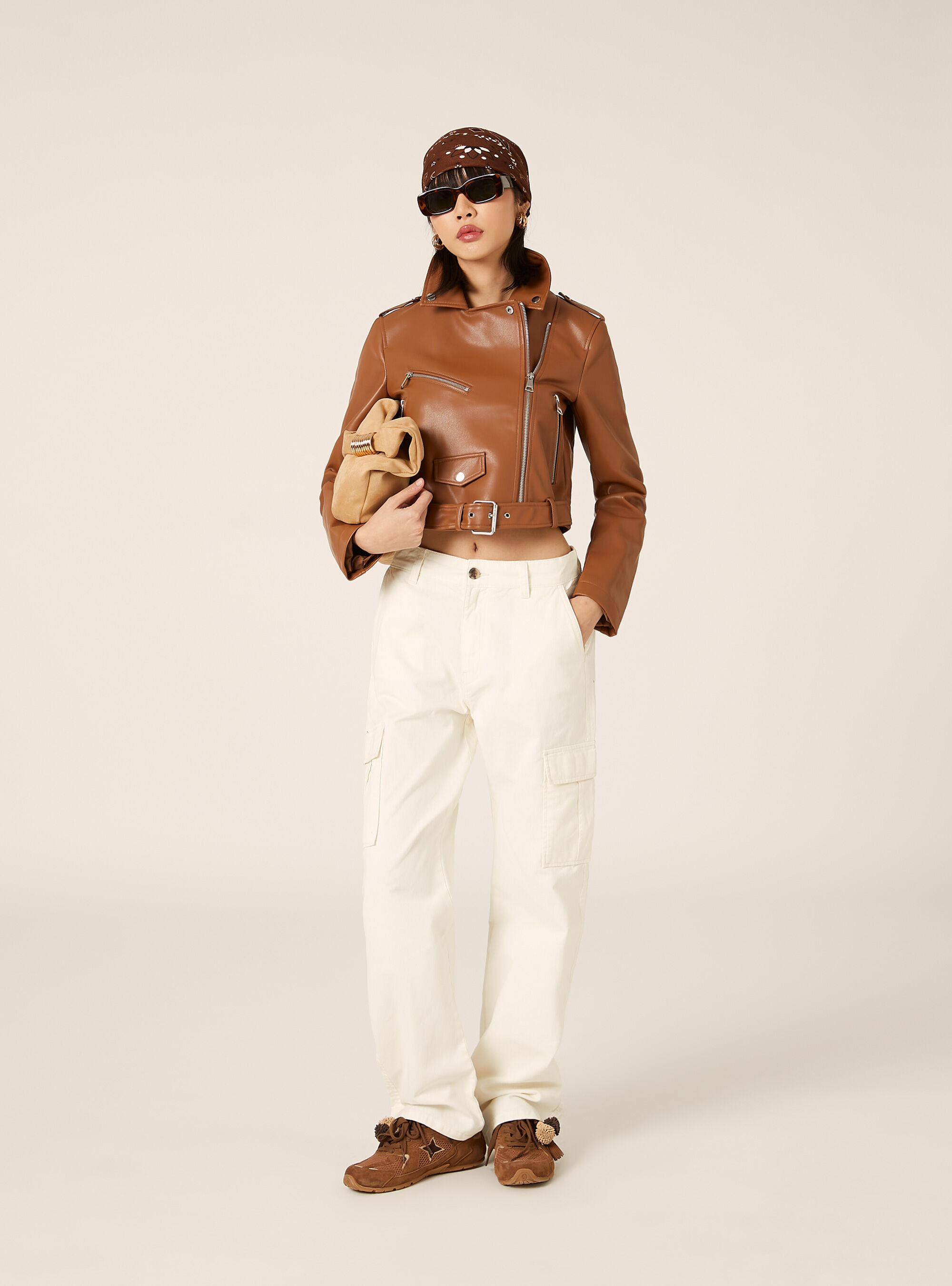 Giubbotto biker effetto pelle