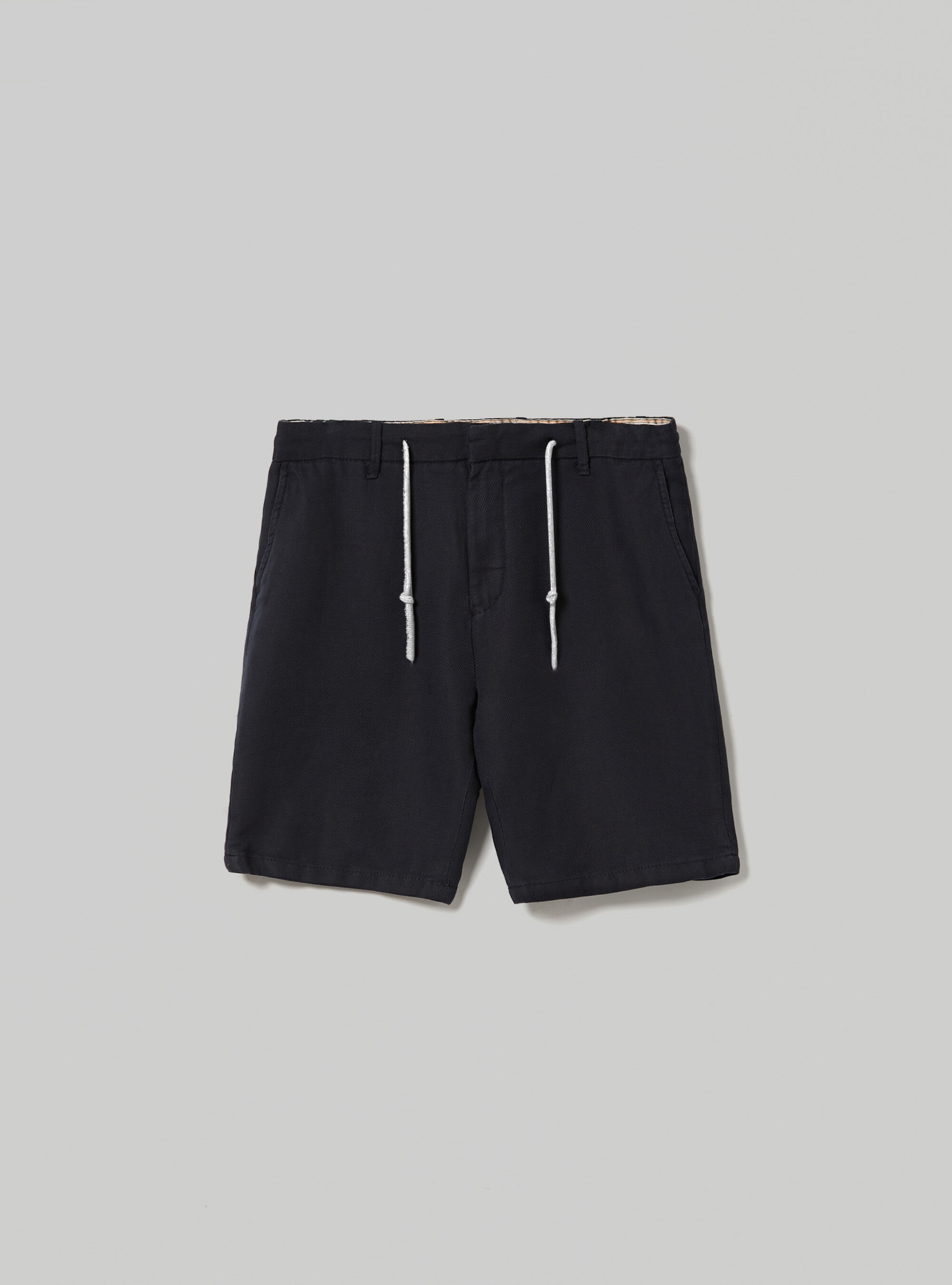 Bermudashorts aus einer Leinenmischung mit Knopf und Kordelzug in der Taille, NA2 NAVY MEDIUM