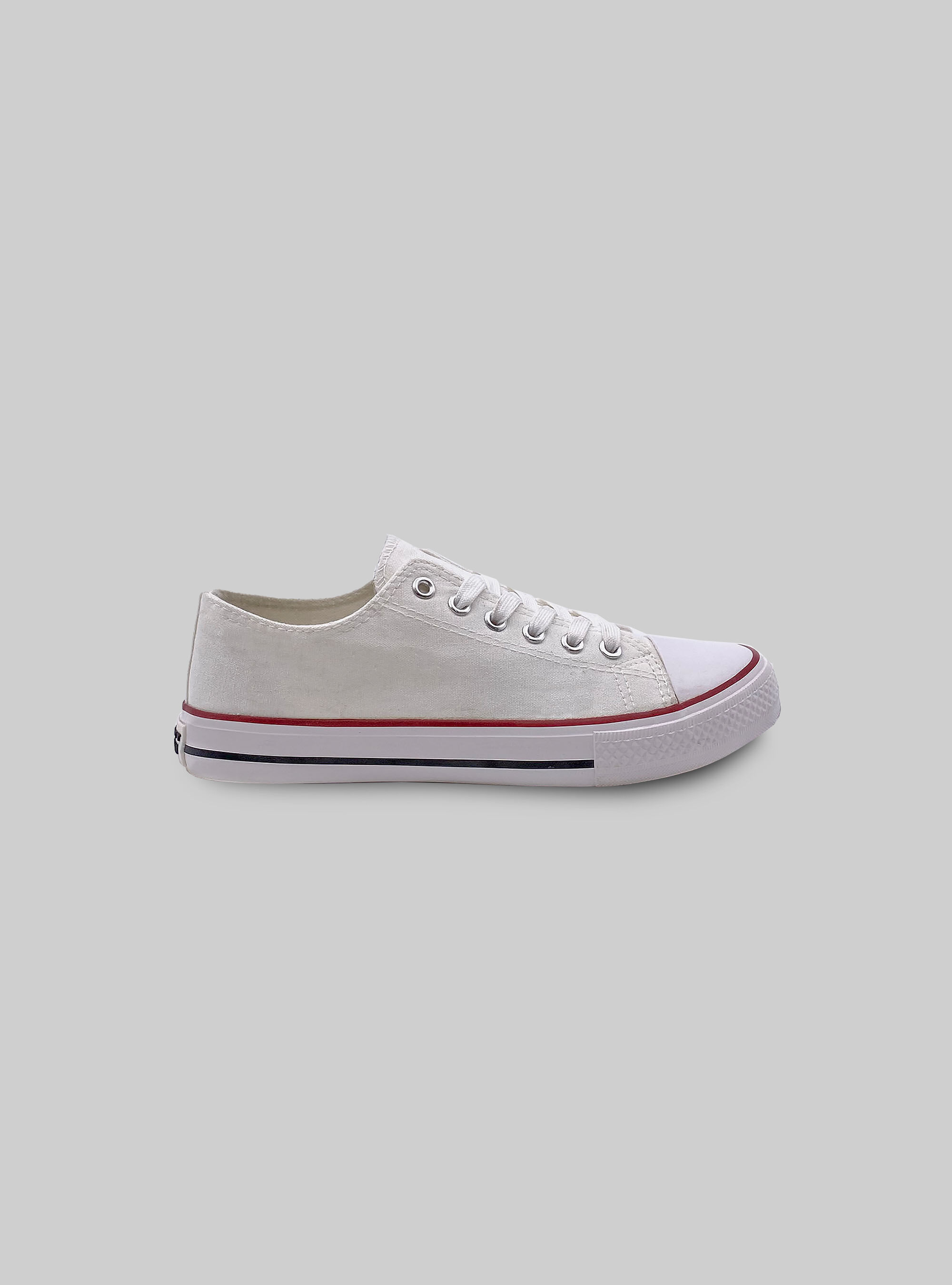 Sneakers basse in tela, WHITE