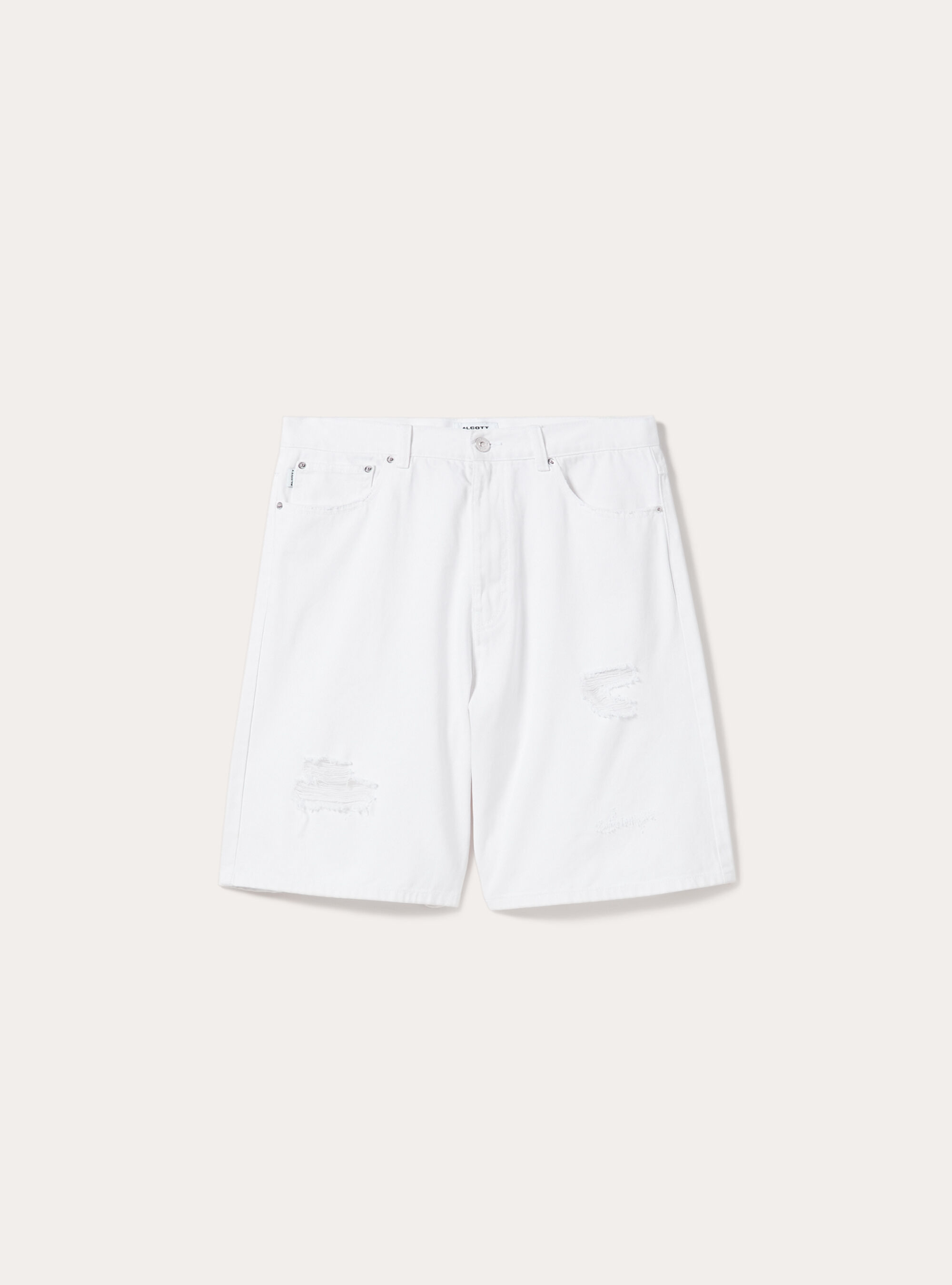 Loose Fit Denim Bermuda Shorts, WH1 OFF WHITE