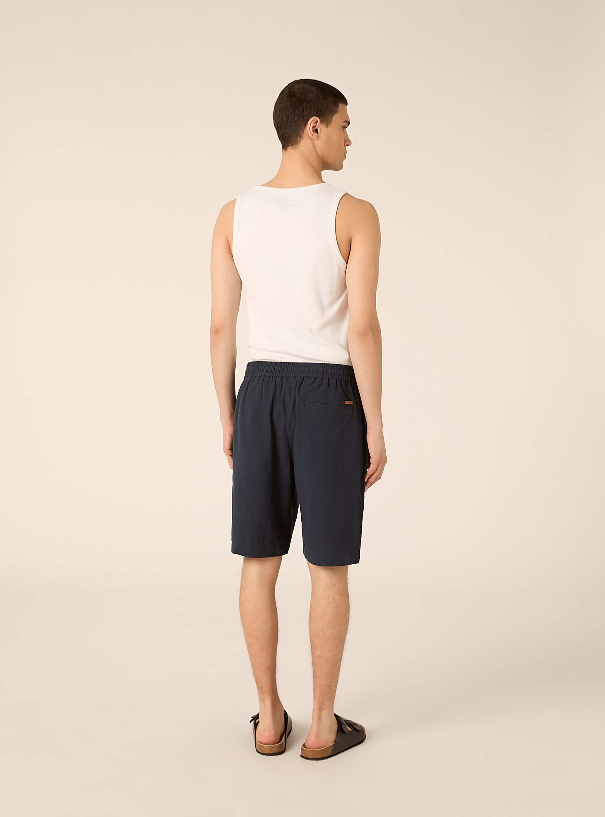 Bermuda in cotone con laccio in vita, NA2 NAVY MEDIUM