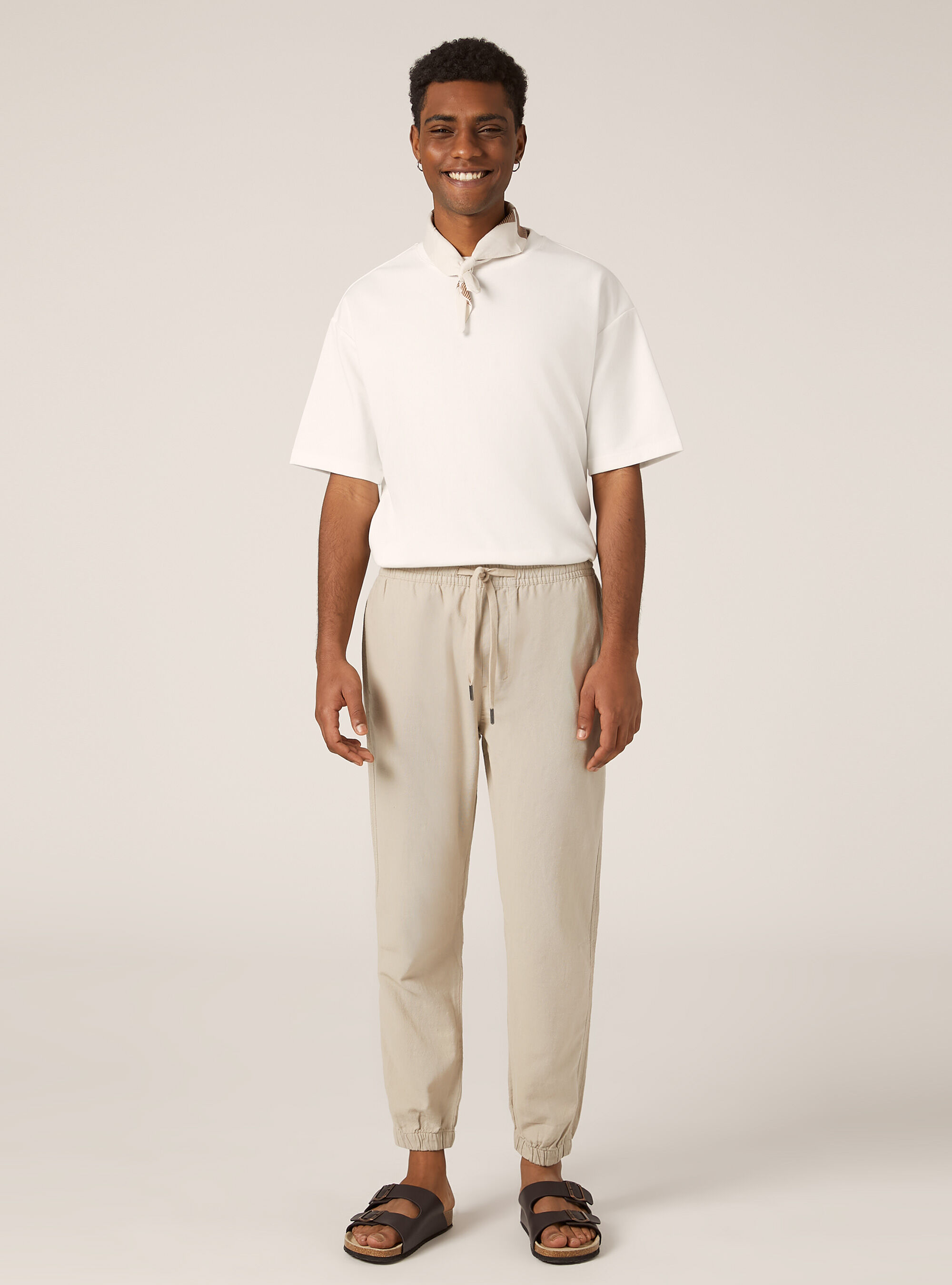 Pantalon jogger en lin, BG2 BEIGE MEDIUM