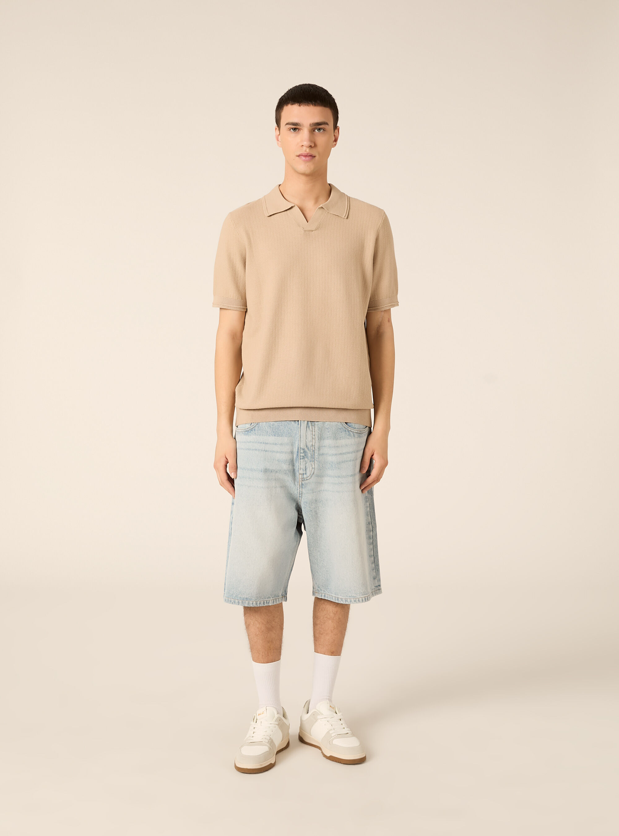 Polo derby in maglia in misto cotone