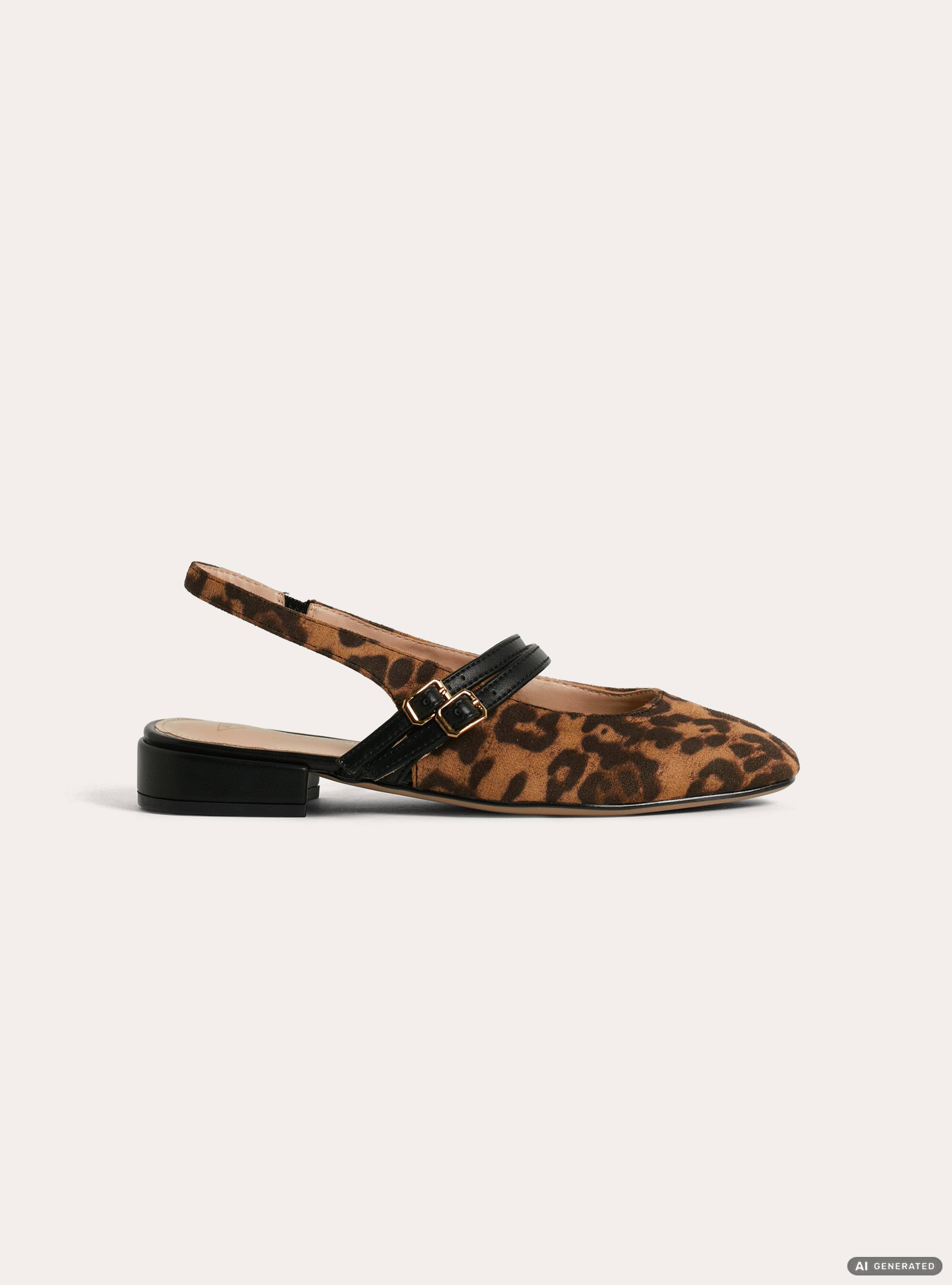 Leather-effect slingback ballet flats