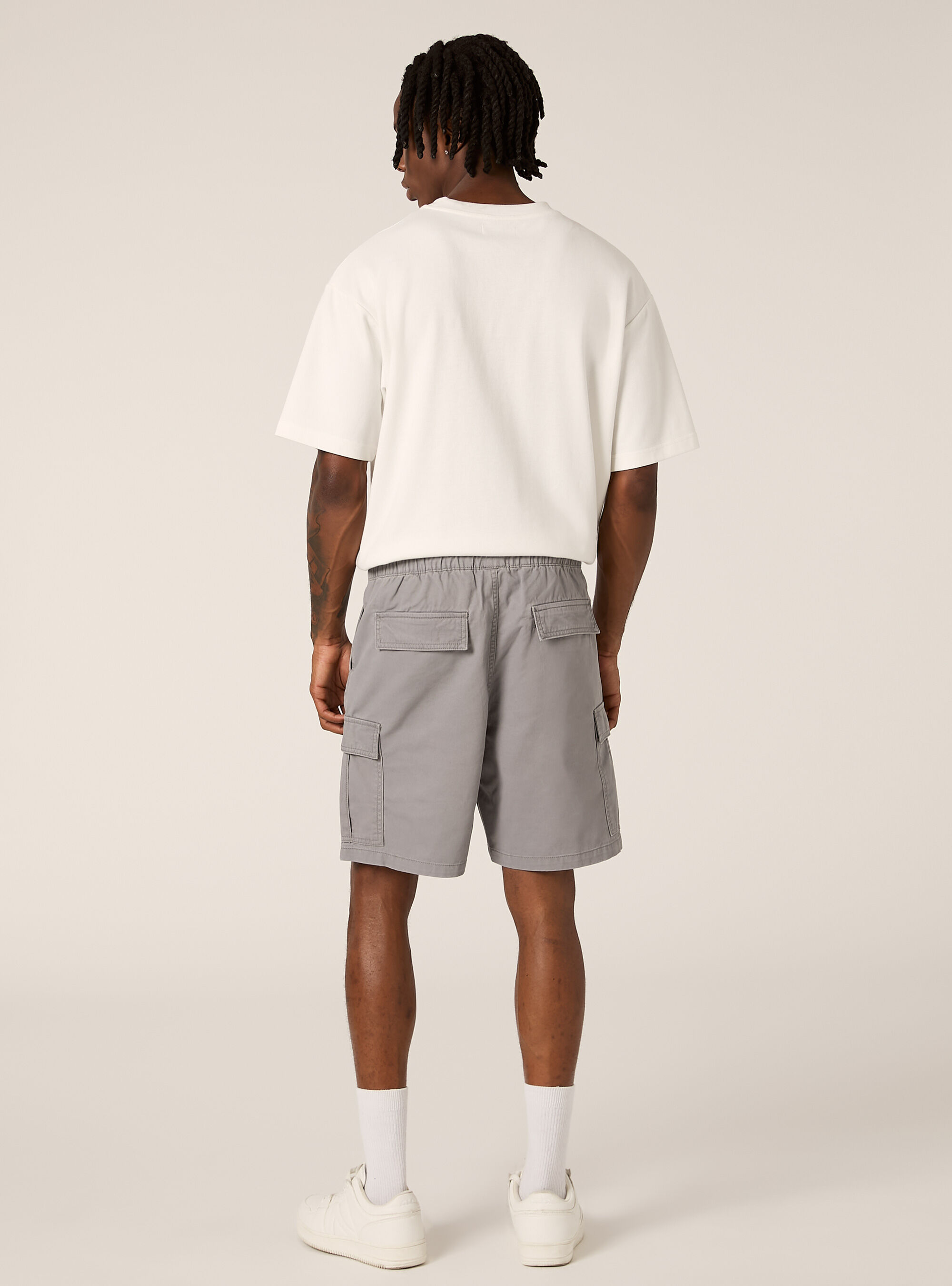 Bermuda cargo de sarga con cord&oacute;n de ajuste, GY3 GREY LIGHT