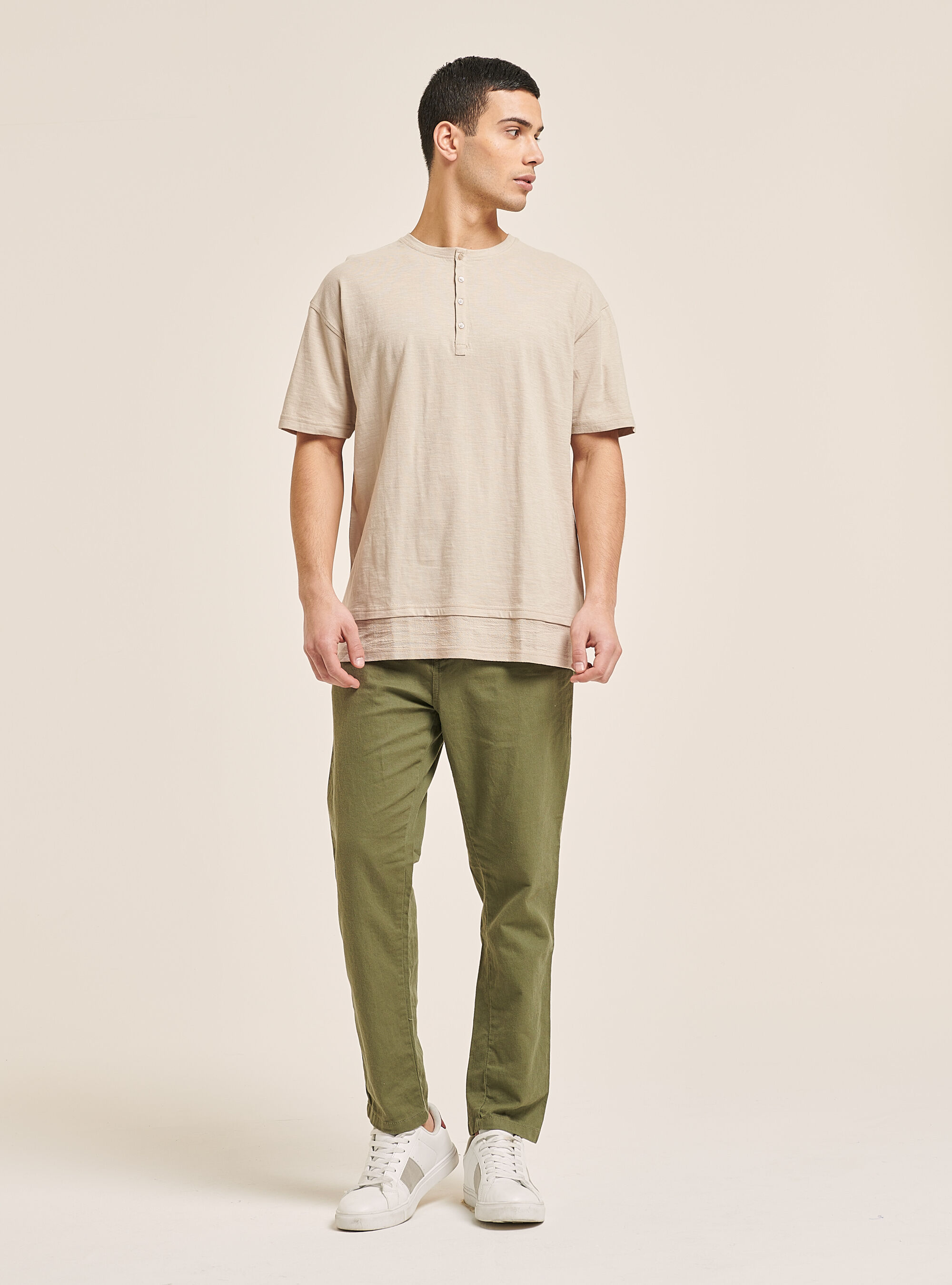 Linen blend serafina t-shirt, C0582 BEIGE