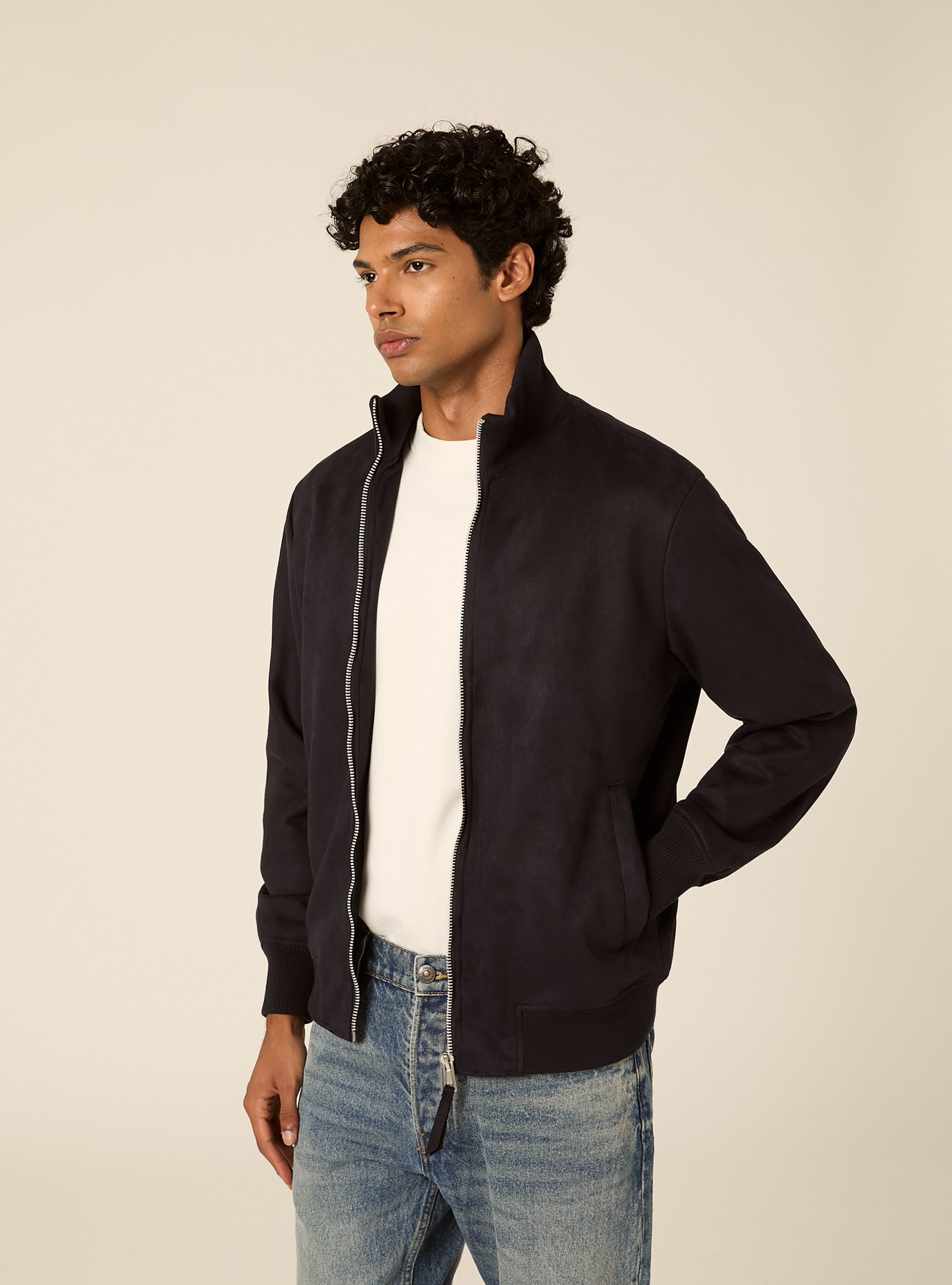 Giubbotto bomber effetto suede