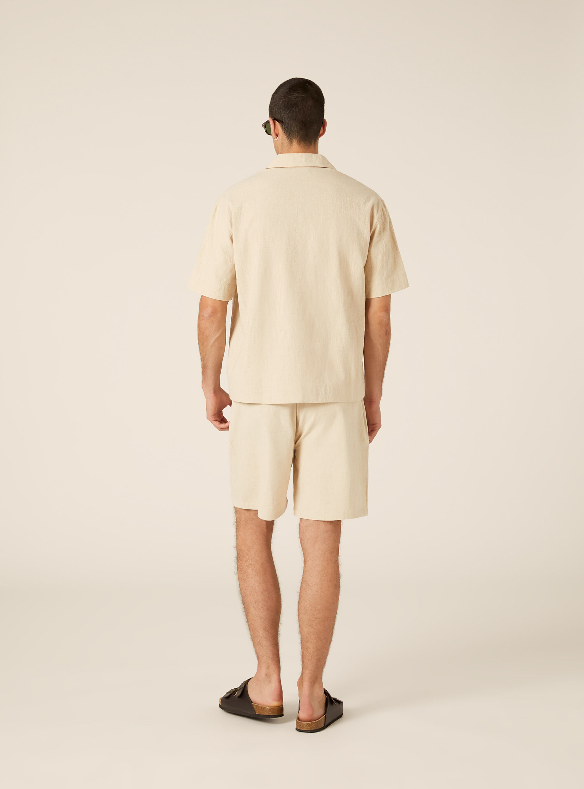 Polo Camisero de Mezcla de Lino, MBG2 BEIGE MEL MED