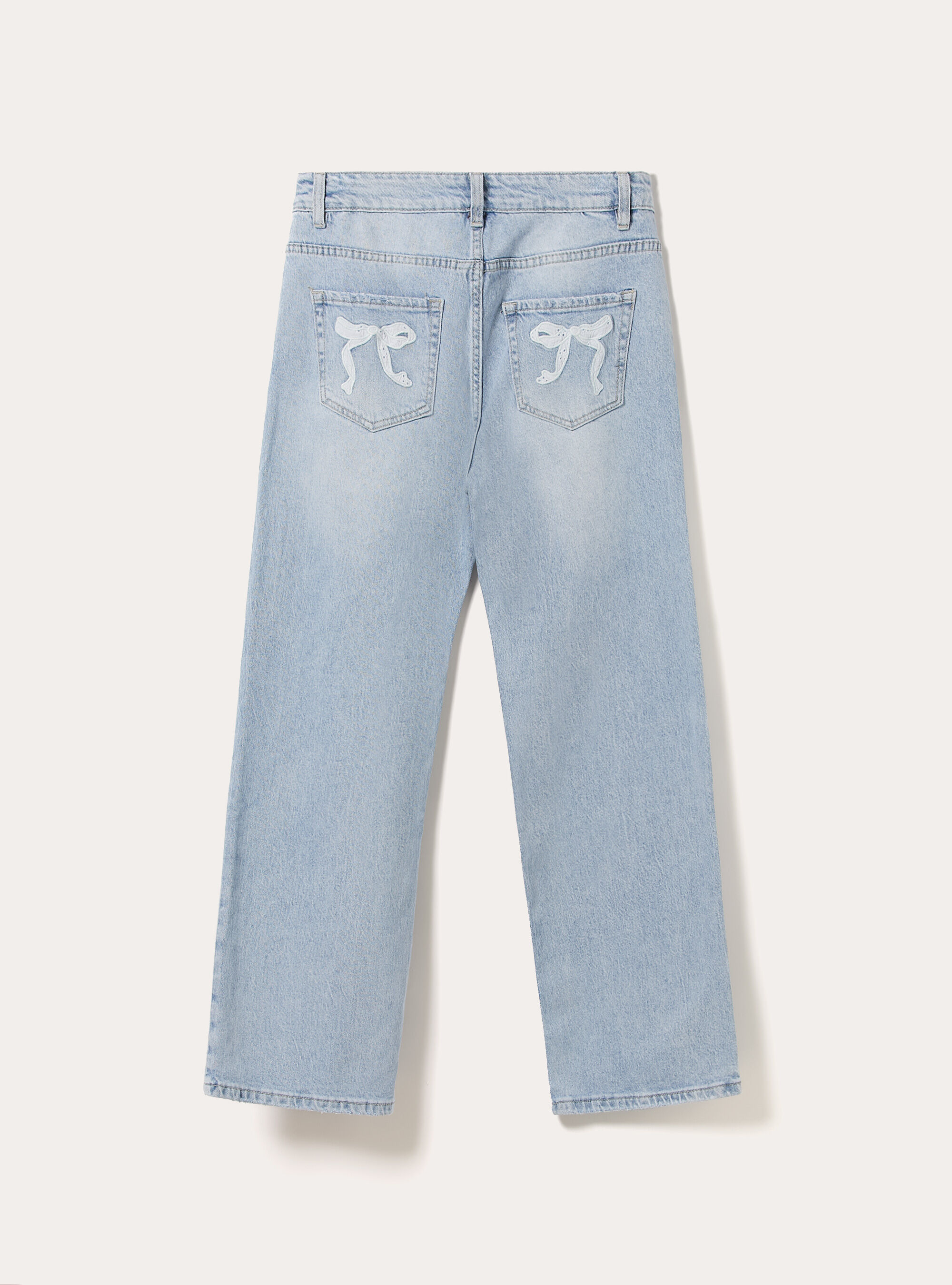 Jeans mit geradem Schnitt und Schleifen, D006 AZURE