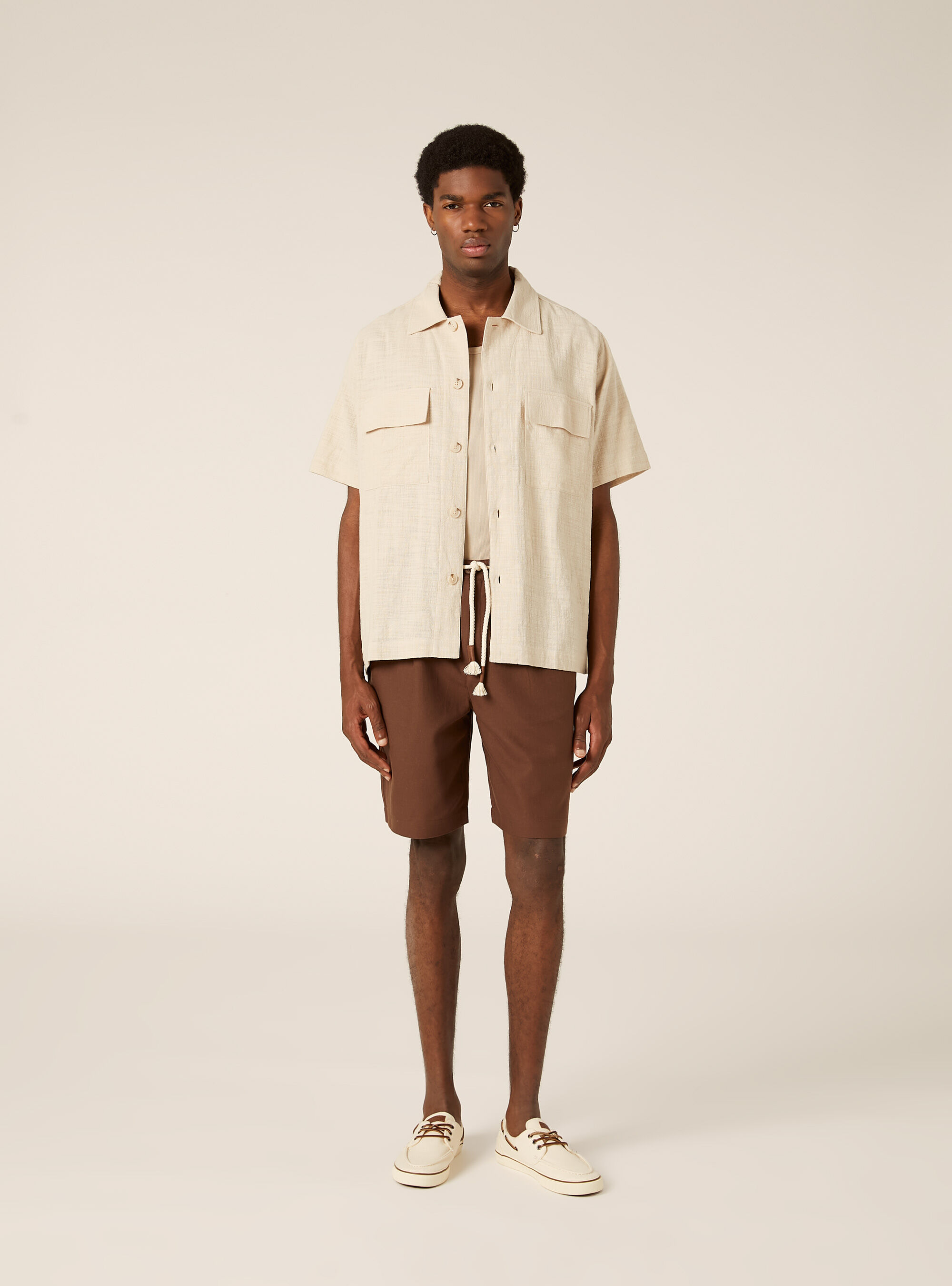 Chemise en coton &agrave; manches courtes