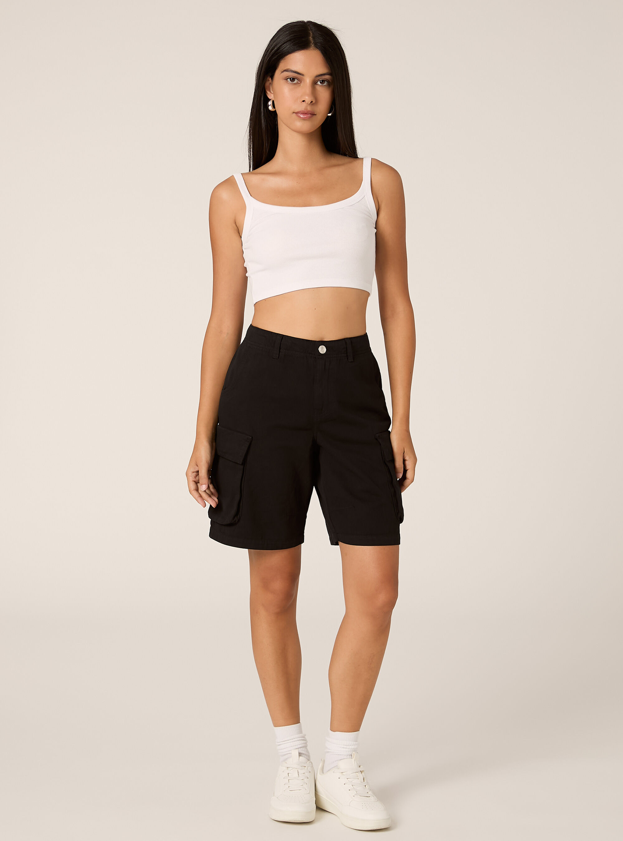Twill cargo bermuda shorts, BK1 BLACK