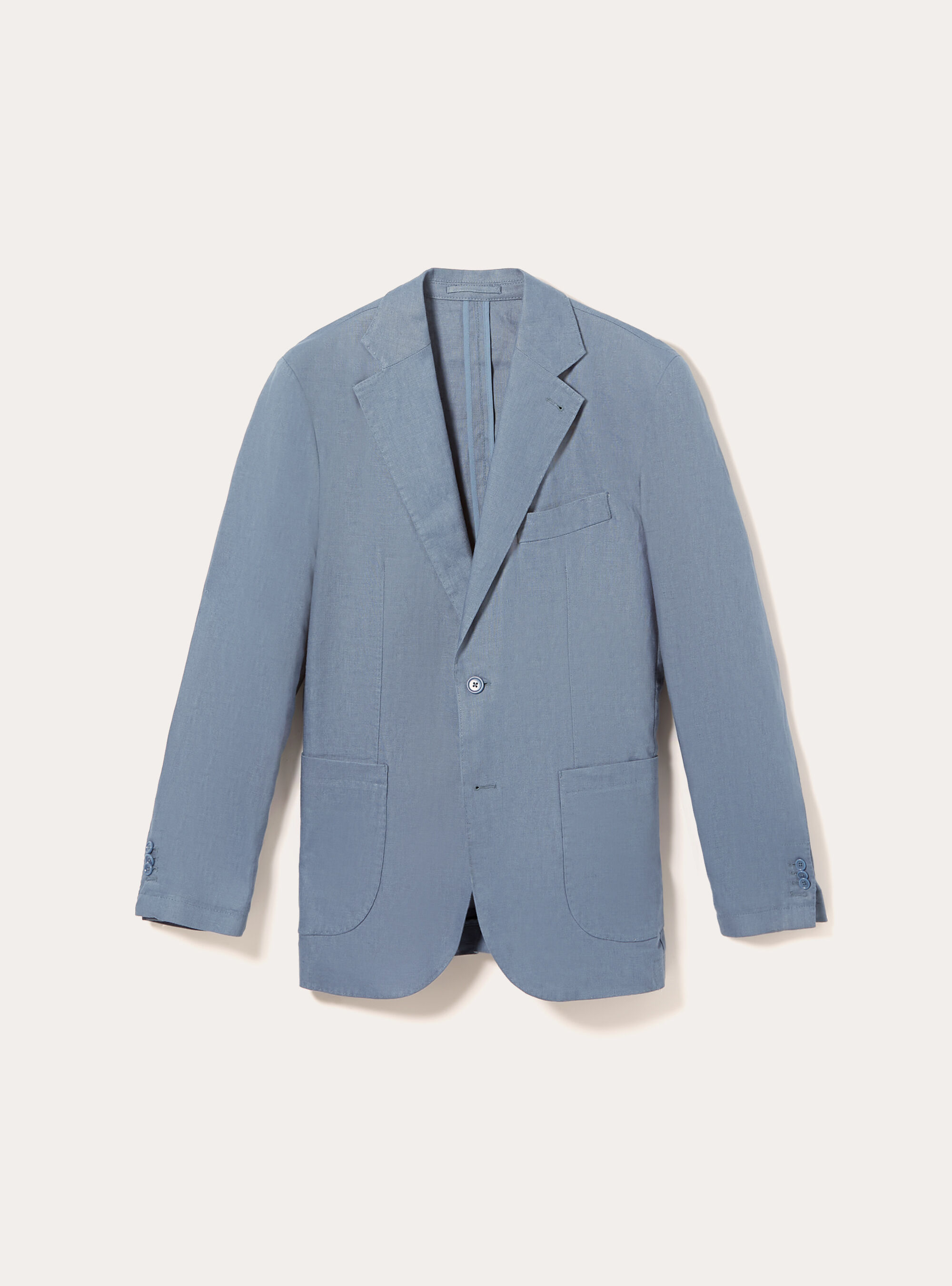 Single-breasted pure linen jacket, OB2 BLUE OIL MED.