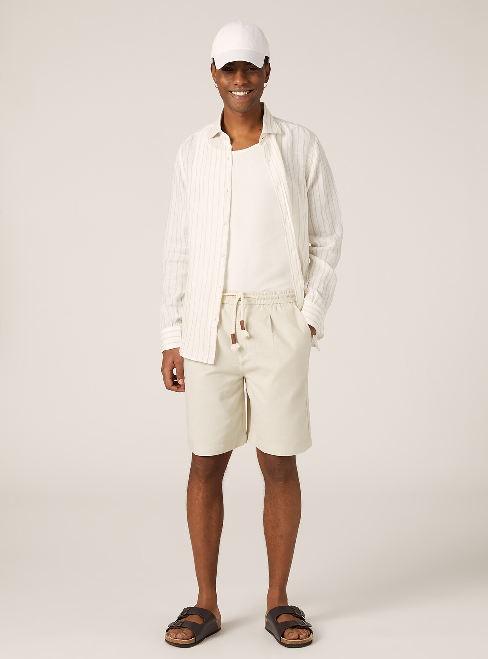 Linen Bermuda Shorts with Drawstring