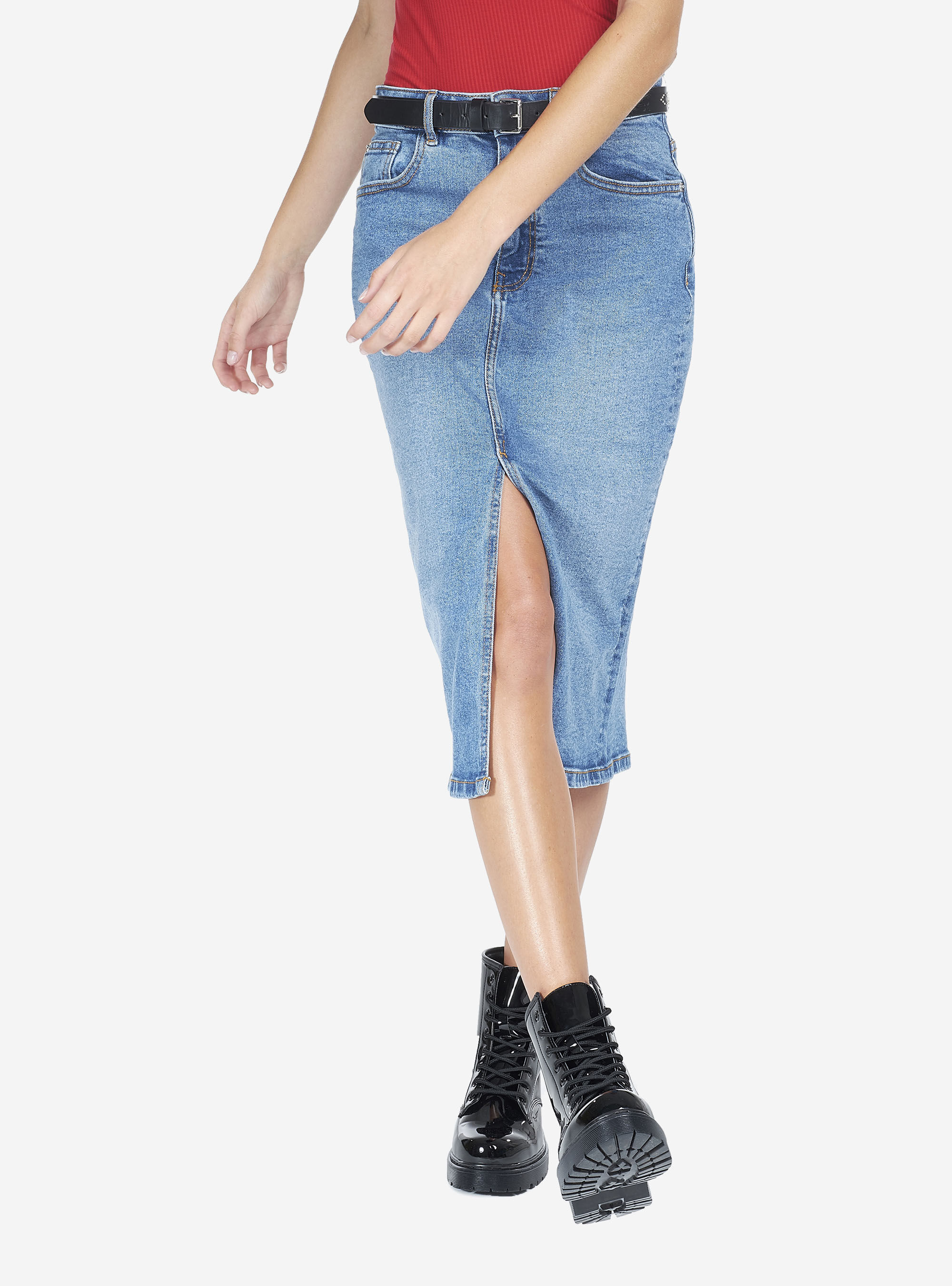 Jupe en jean avec poches, C272 BLUE