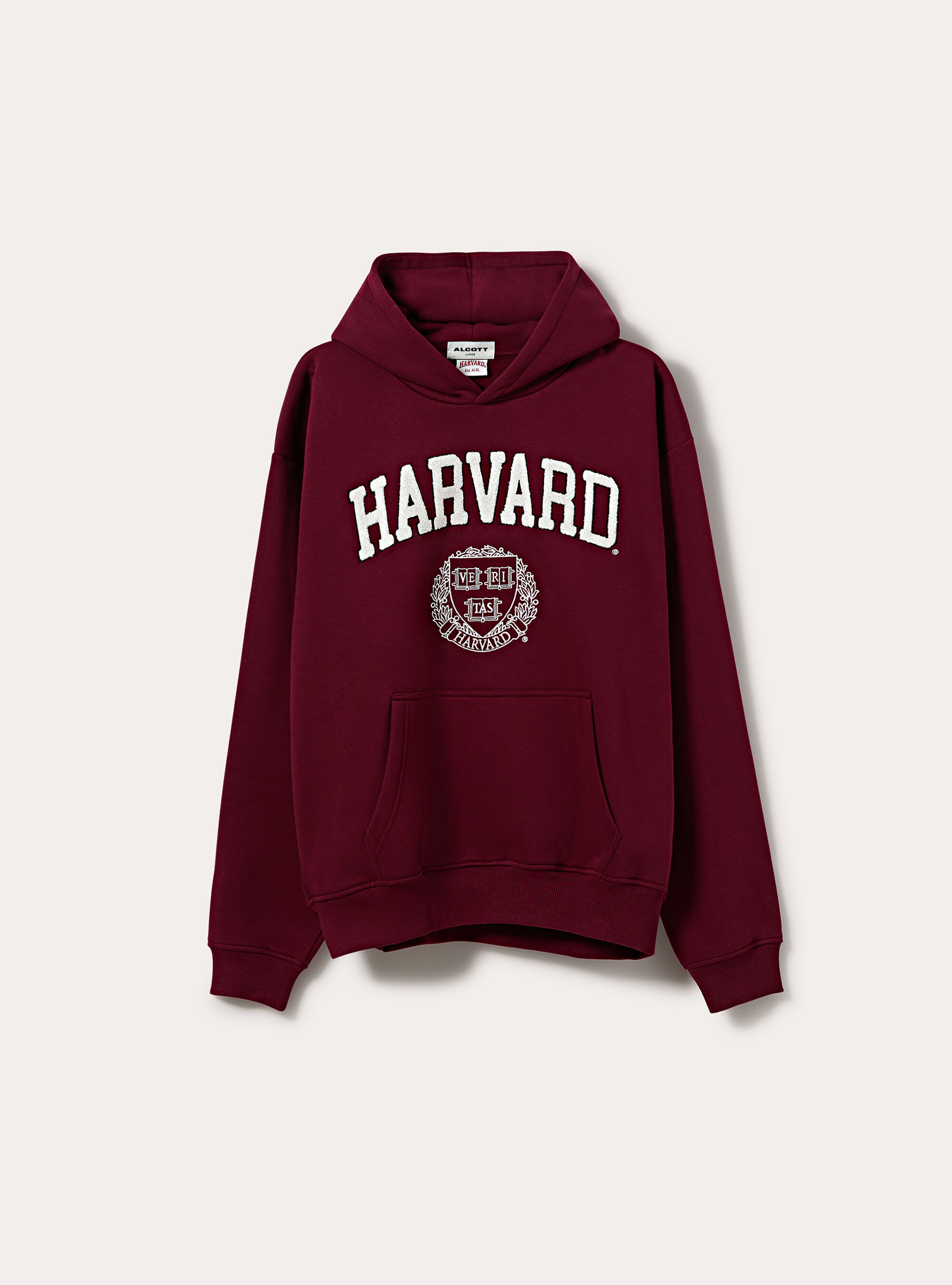 Felpa con cappuccio boxy licenza harvard, BO1 BORDEAUX DARK