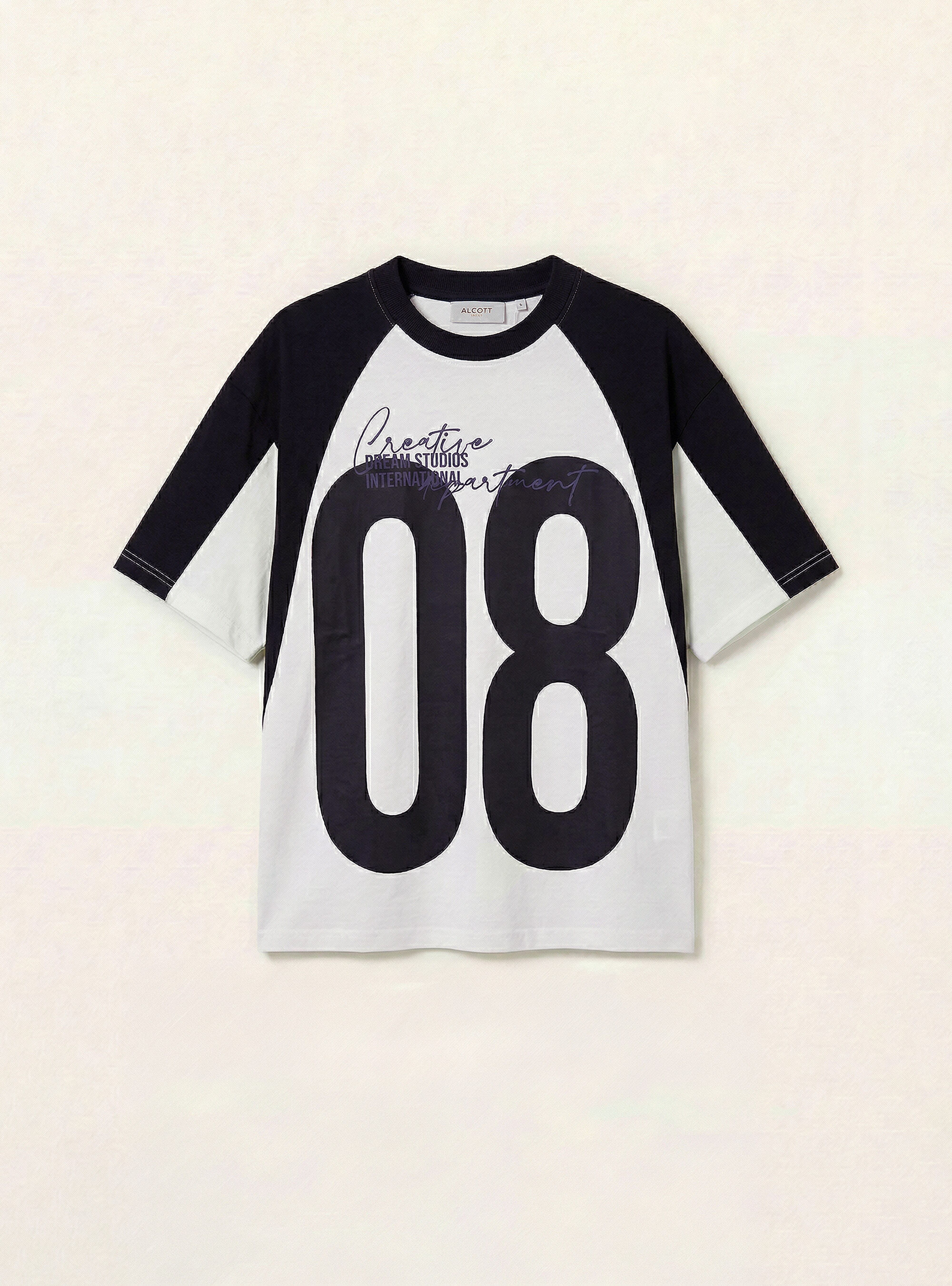 Camiseta de corte recto con estampado, WH3 WHITE