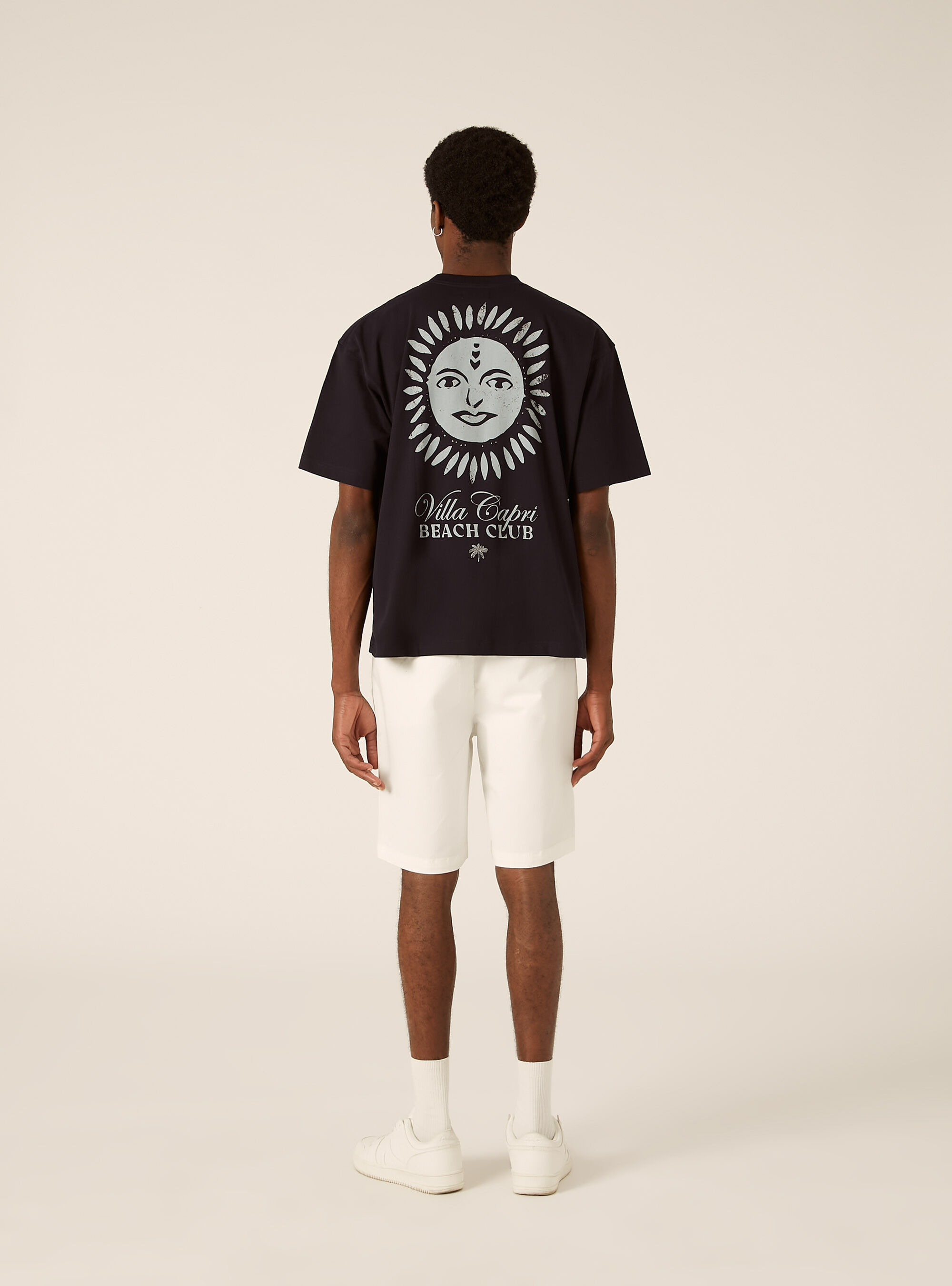 T-shirt boxy fit con stampa villa capri, NA2 NAVY MEDIUM