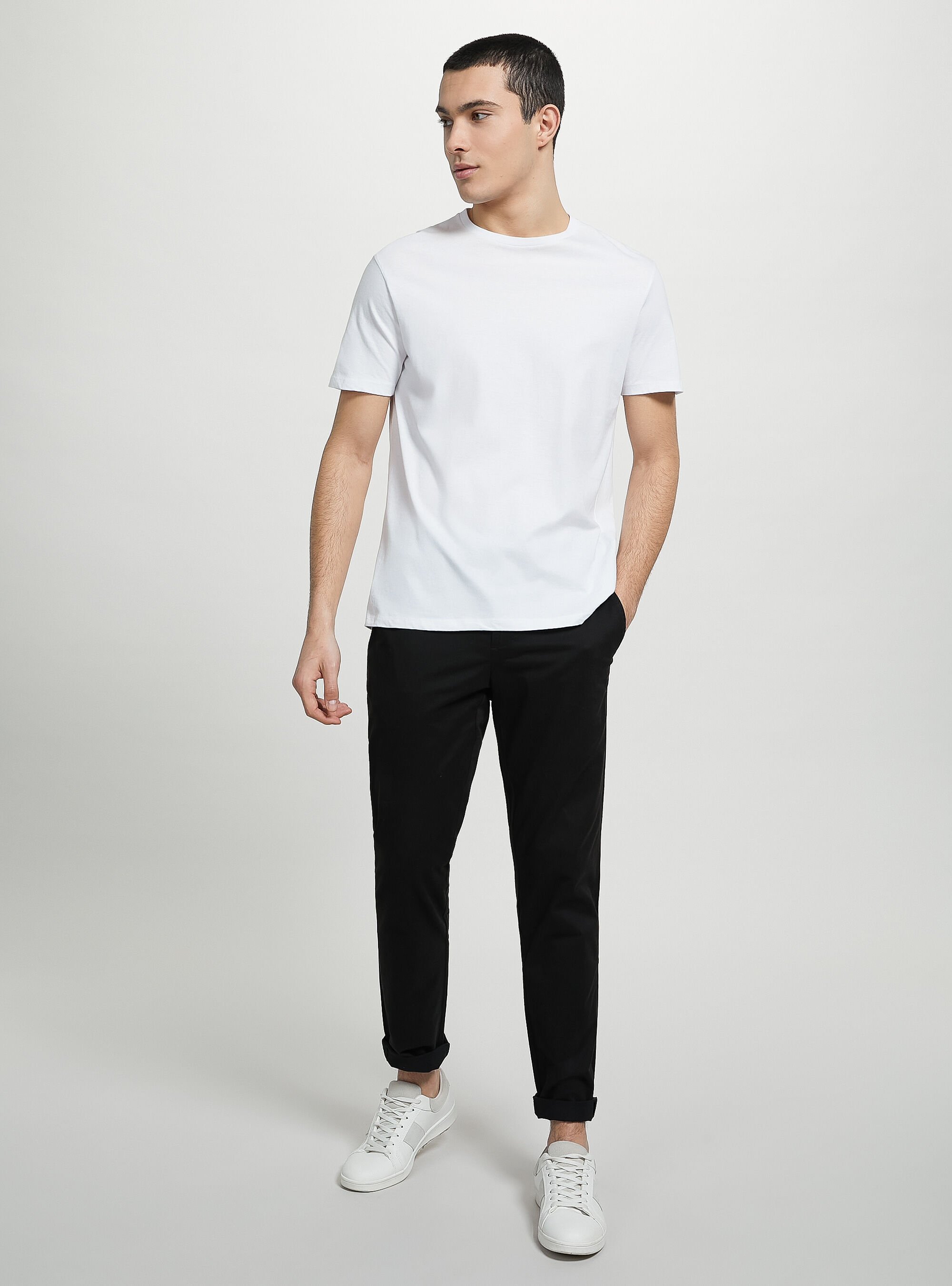 Stretch cotton twill chinos, BK1 BLACK