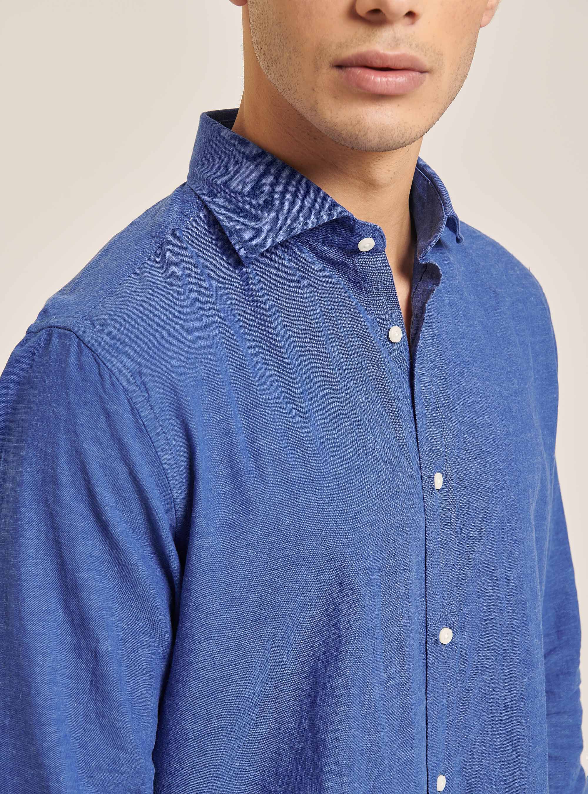 Plain linen shirt with long sleeves, C2227 ROYALE