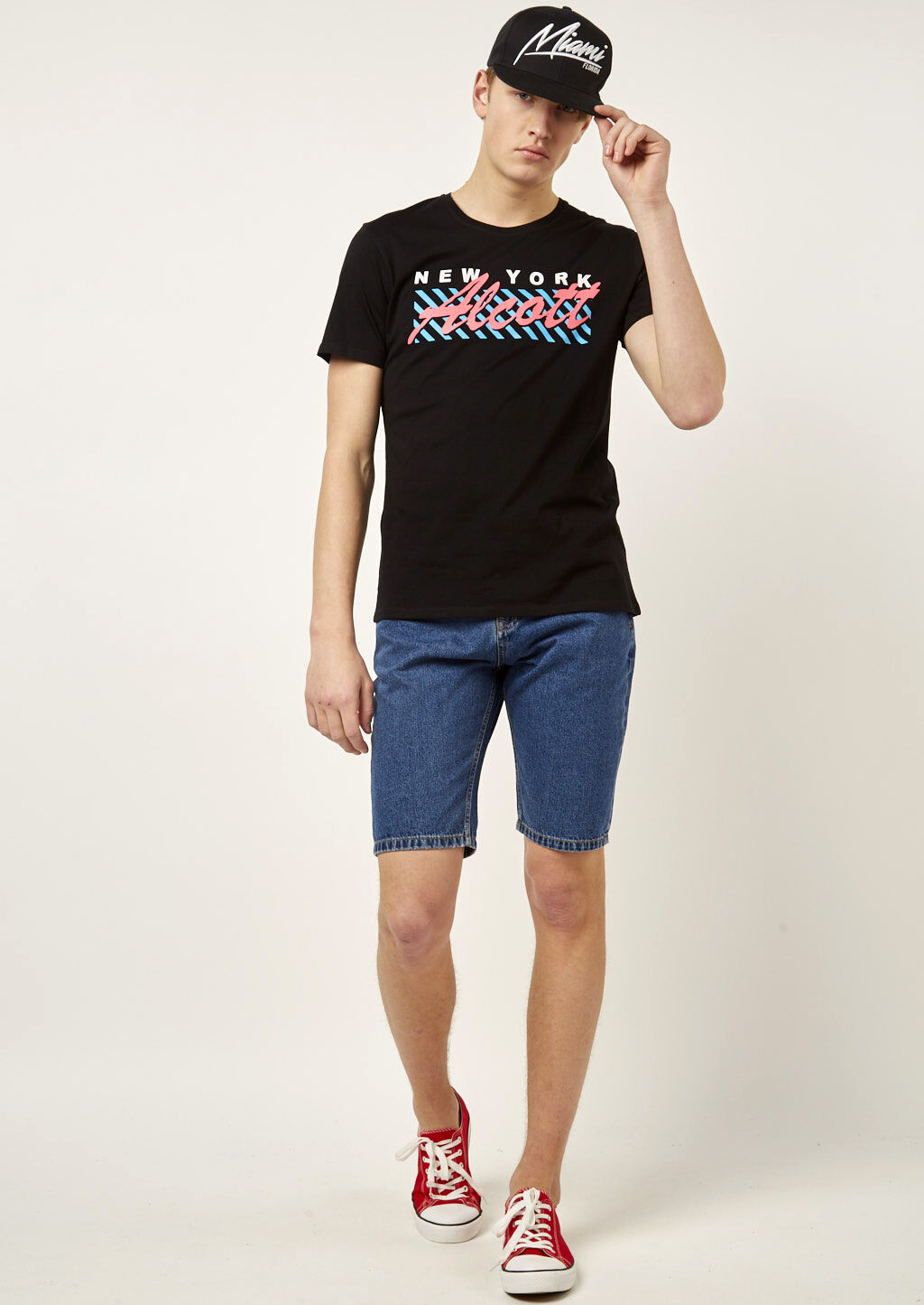 Bermuda in denim slim fit, AZZURRO