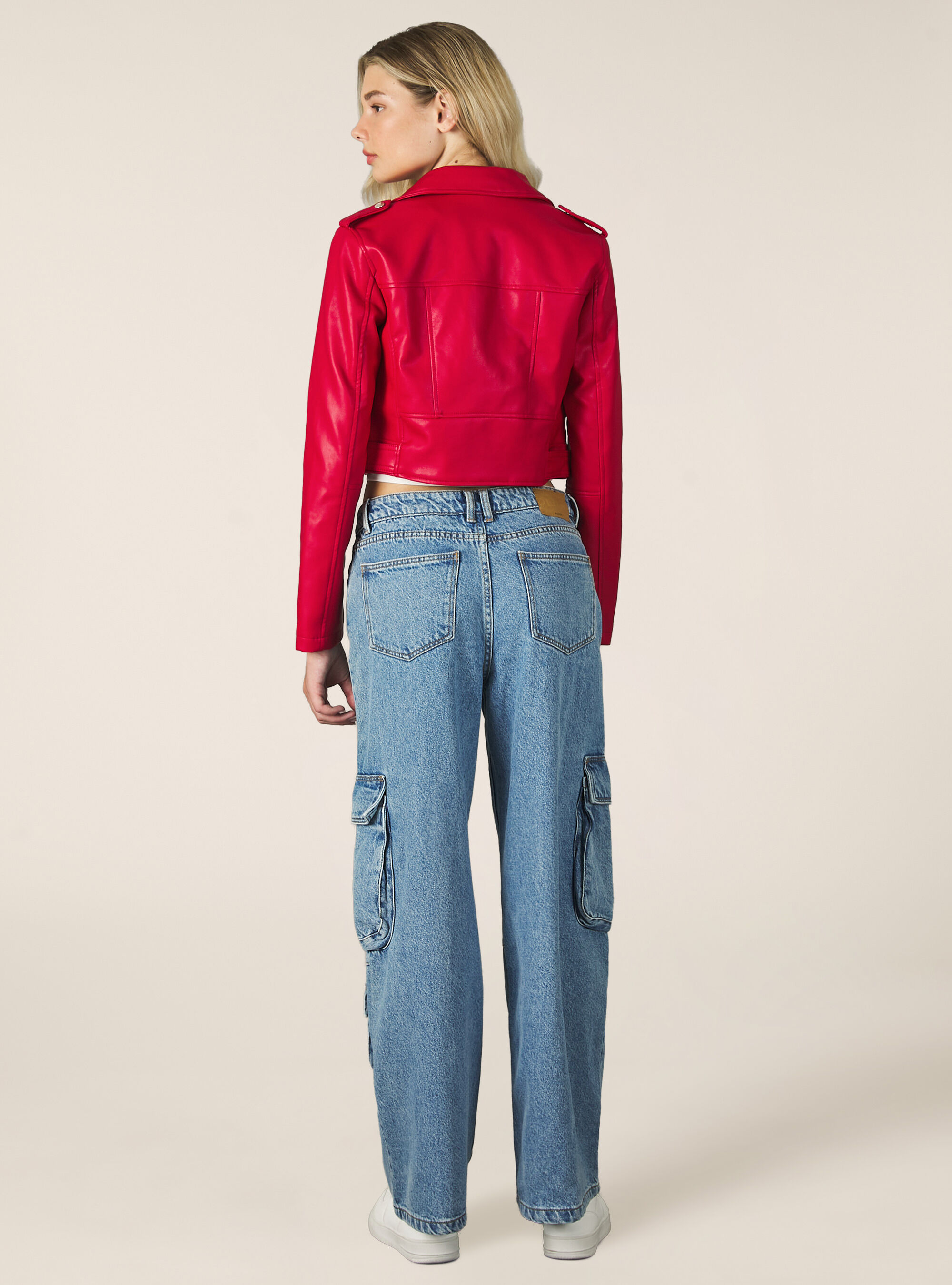 Bikerjacke in Lederoptik, RD2 RED MEDIUM