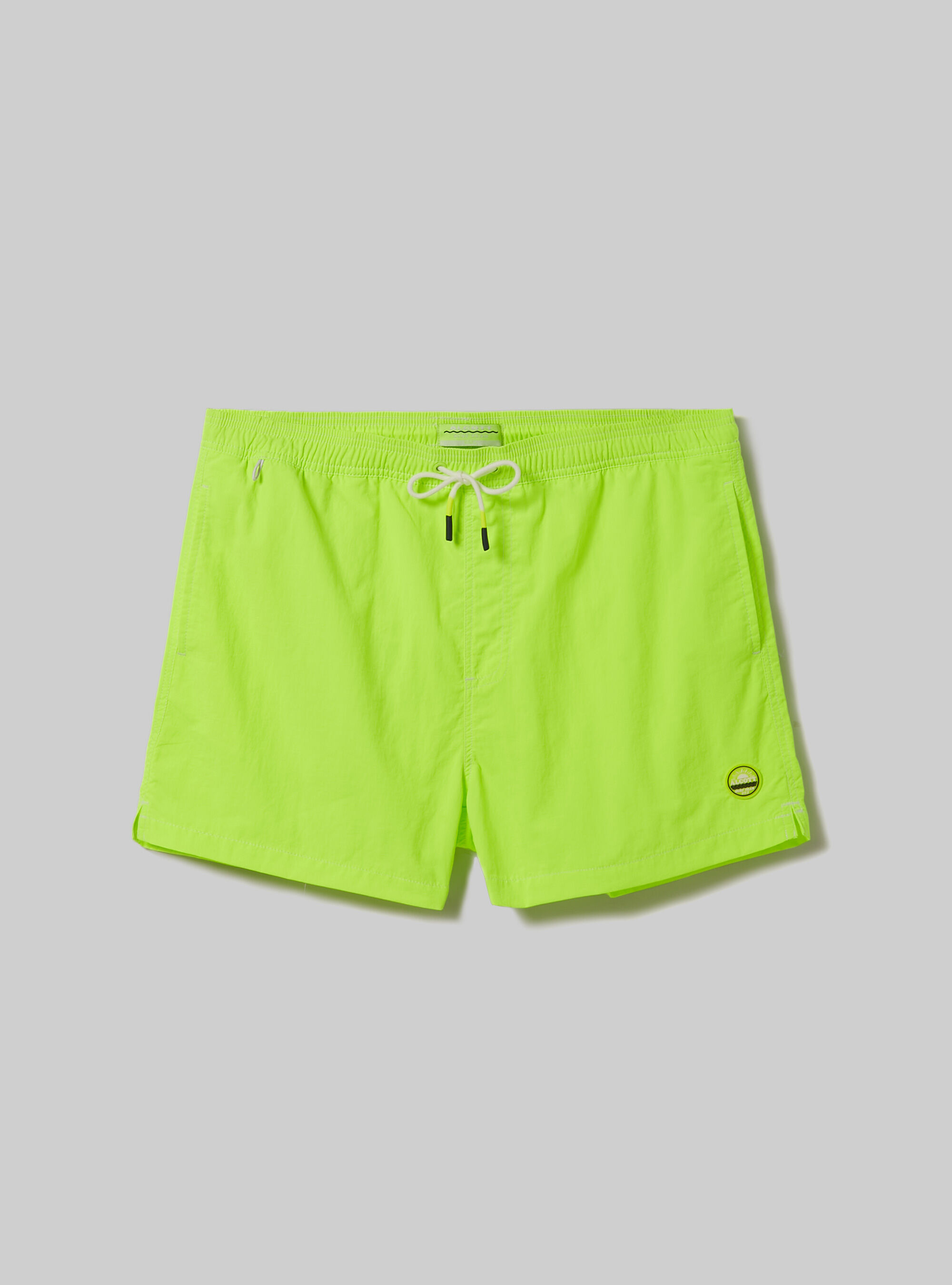 Plain-coloured swimming costume with embroidery and back pocket, FYE1 FLUO DARK YELLOW
