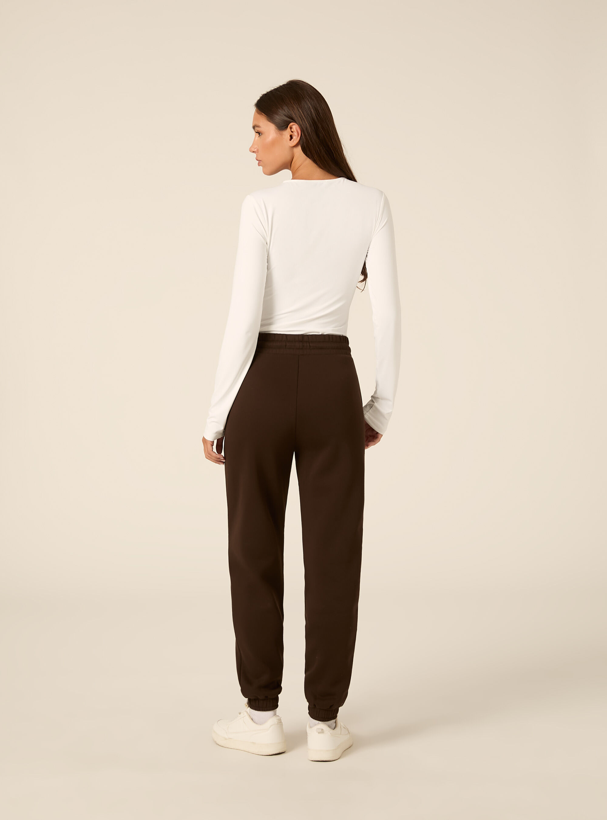 Jogger basic tinta unita, BR1 BROWN DARK