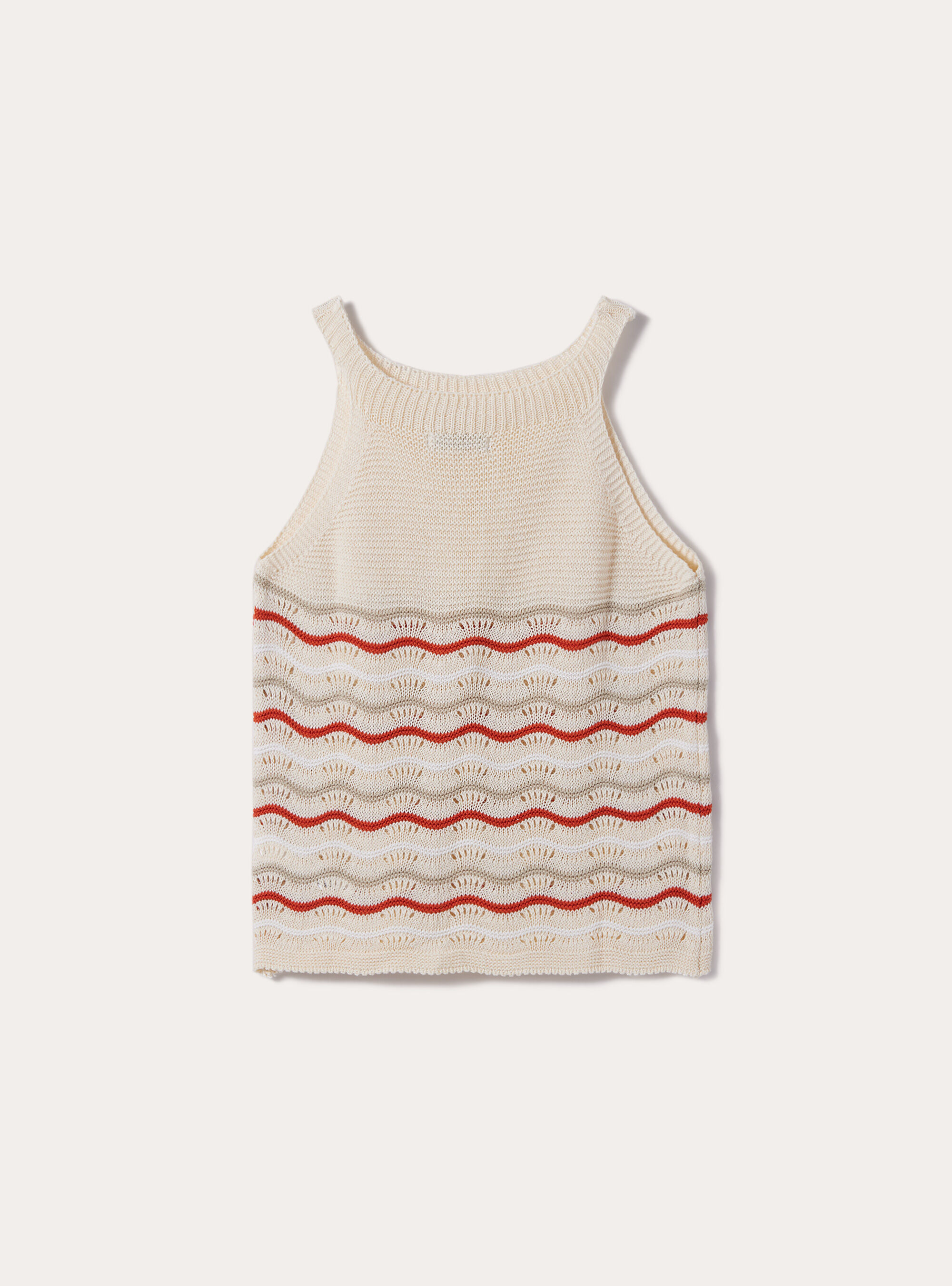 Crochet top with contrasting motifs, OR2 ORANGE MED.