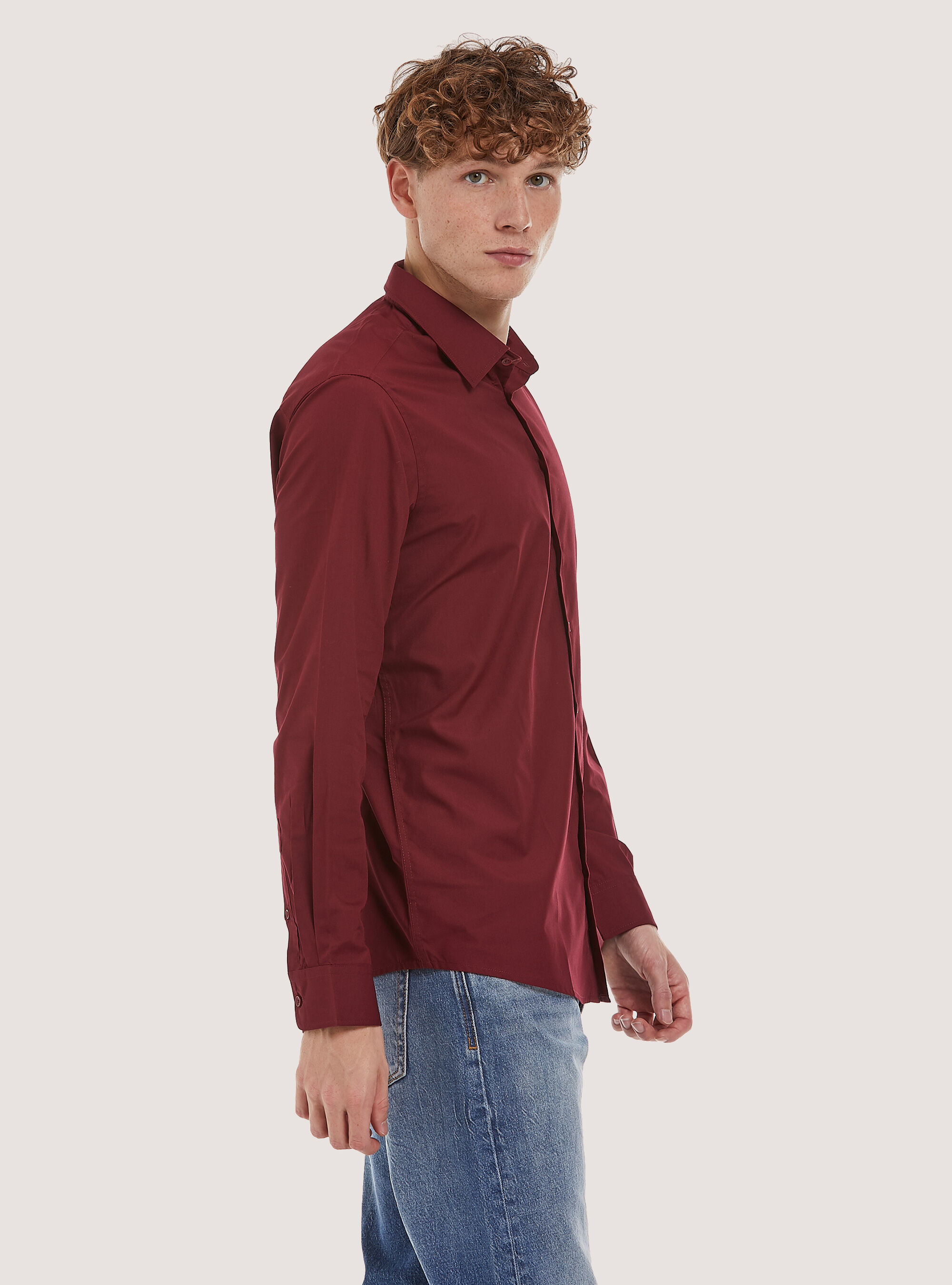 Camicia a manica lunga in tinta unita