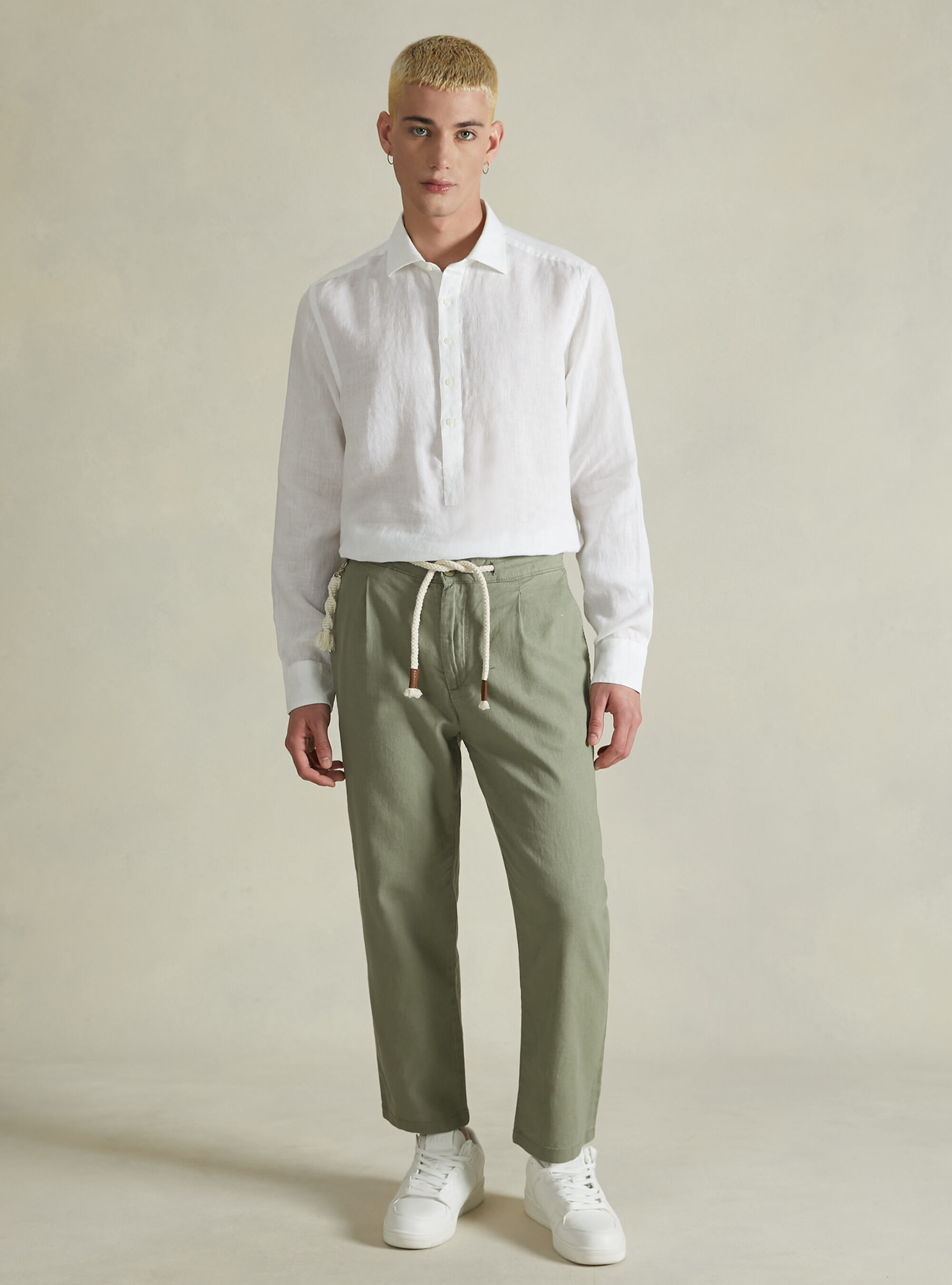 Linen blend jogger trousers, KY2 KAKY MEDIUM