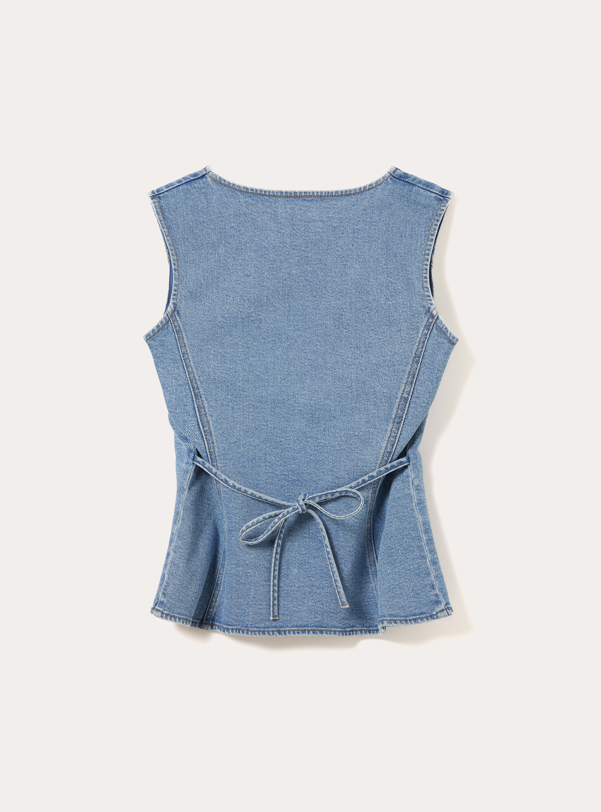 Gilet in denim con bottoni, D006 AZURE