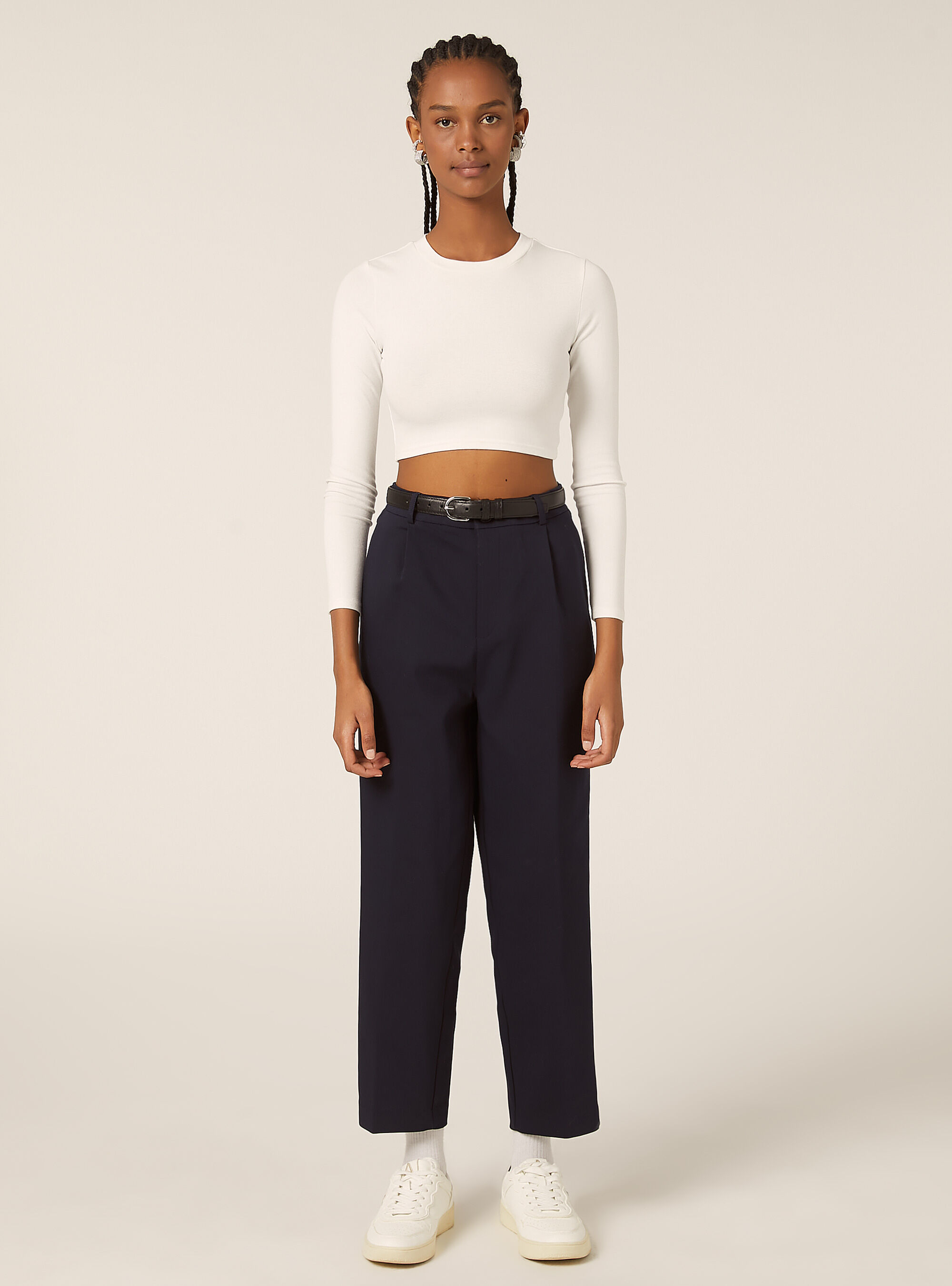 Ma&szlig;geschneiderte Hose mit G&uuml;rtel, NA2 NAVY MEDIUM