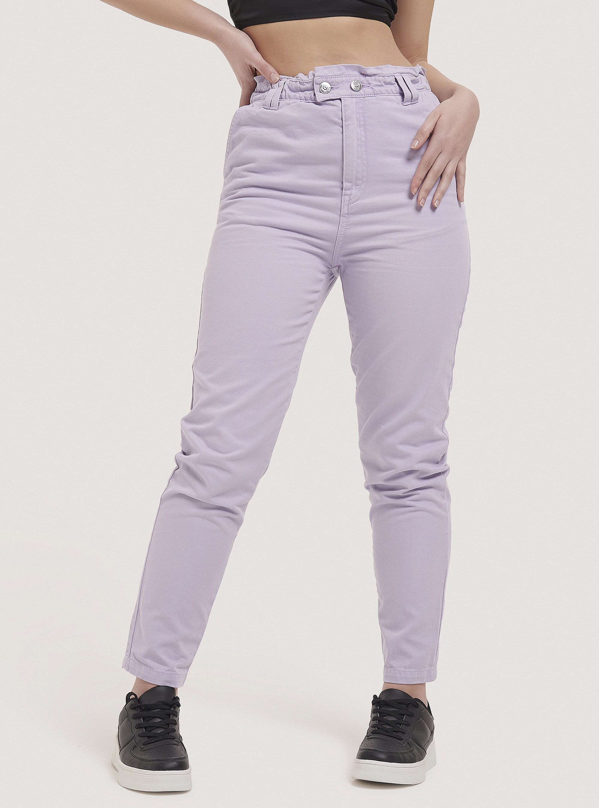 Pantalon baggy en coton, C3023 LILLAC