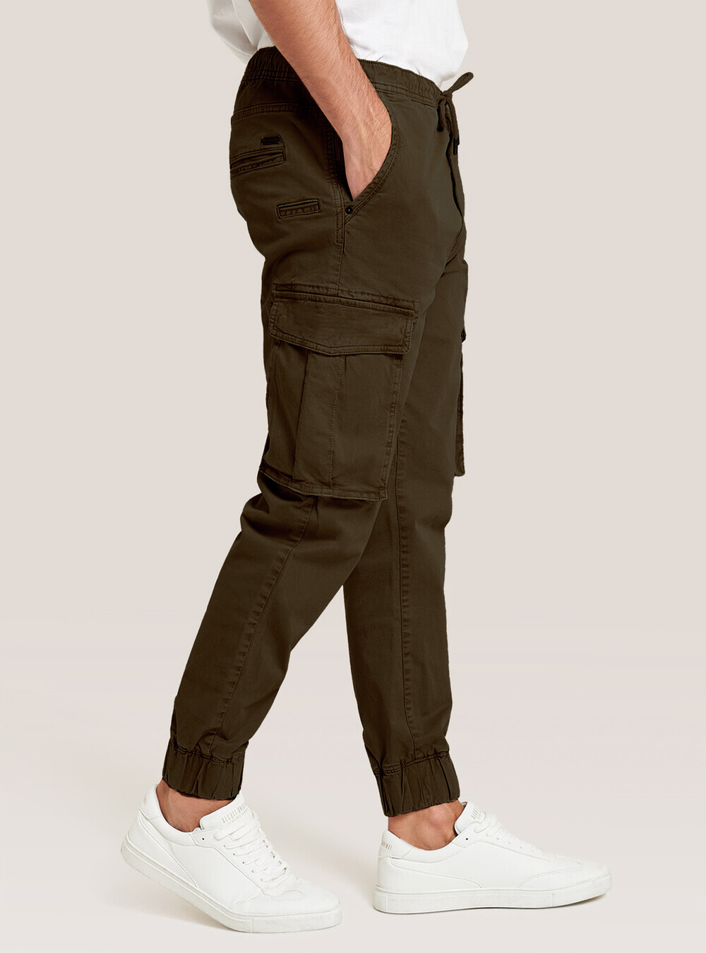 Stretch twill cargo jogger trousers - Main Image