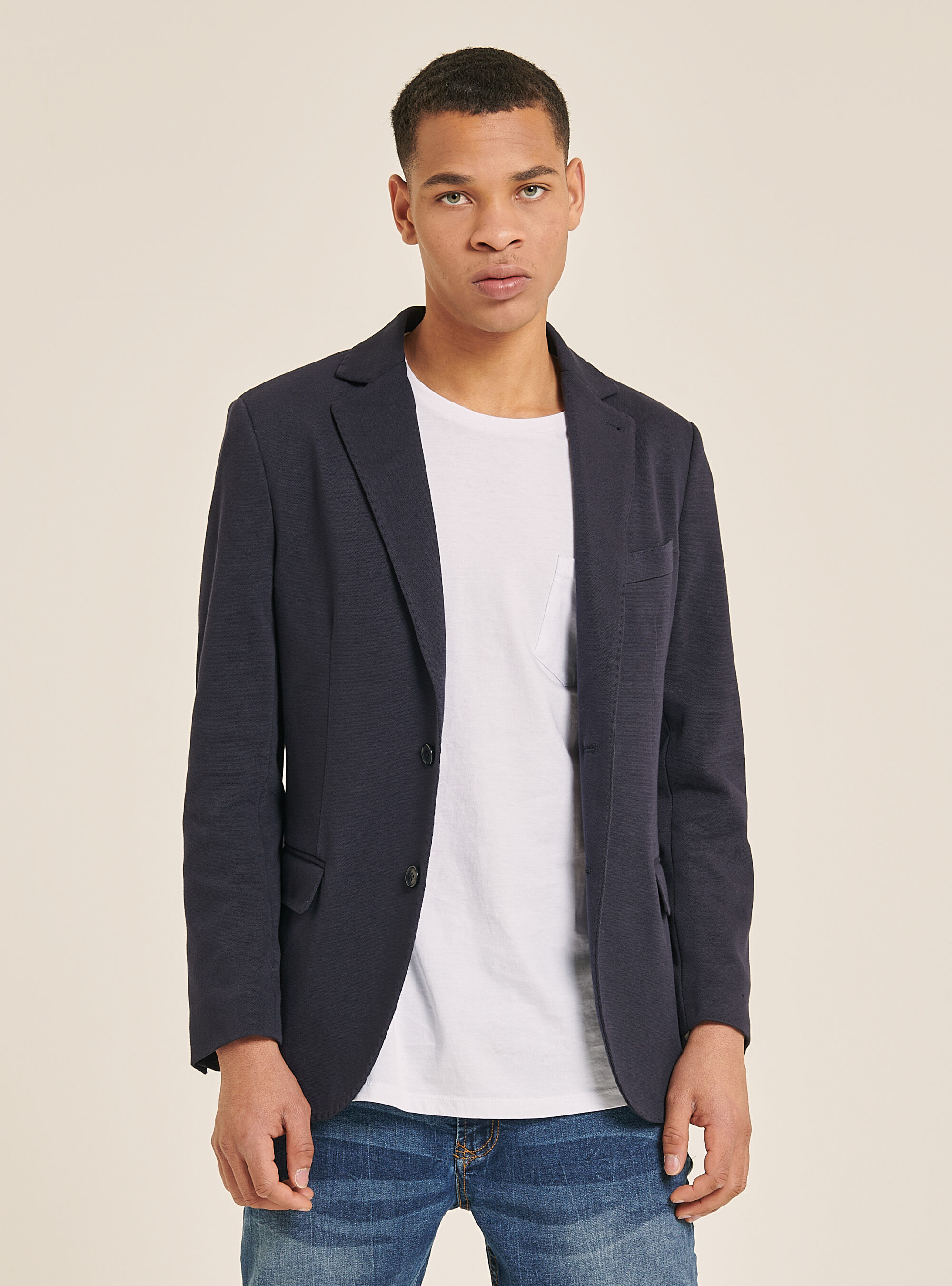 Blazer in cotton piquet