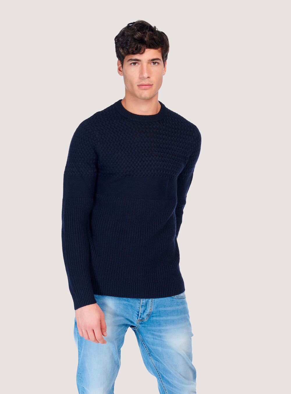 Coveri Moving Pullover girocollo da uomo in maglia - nero Coveri Moving Pullover girocollo da uomo in maglia - nero