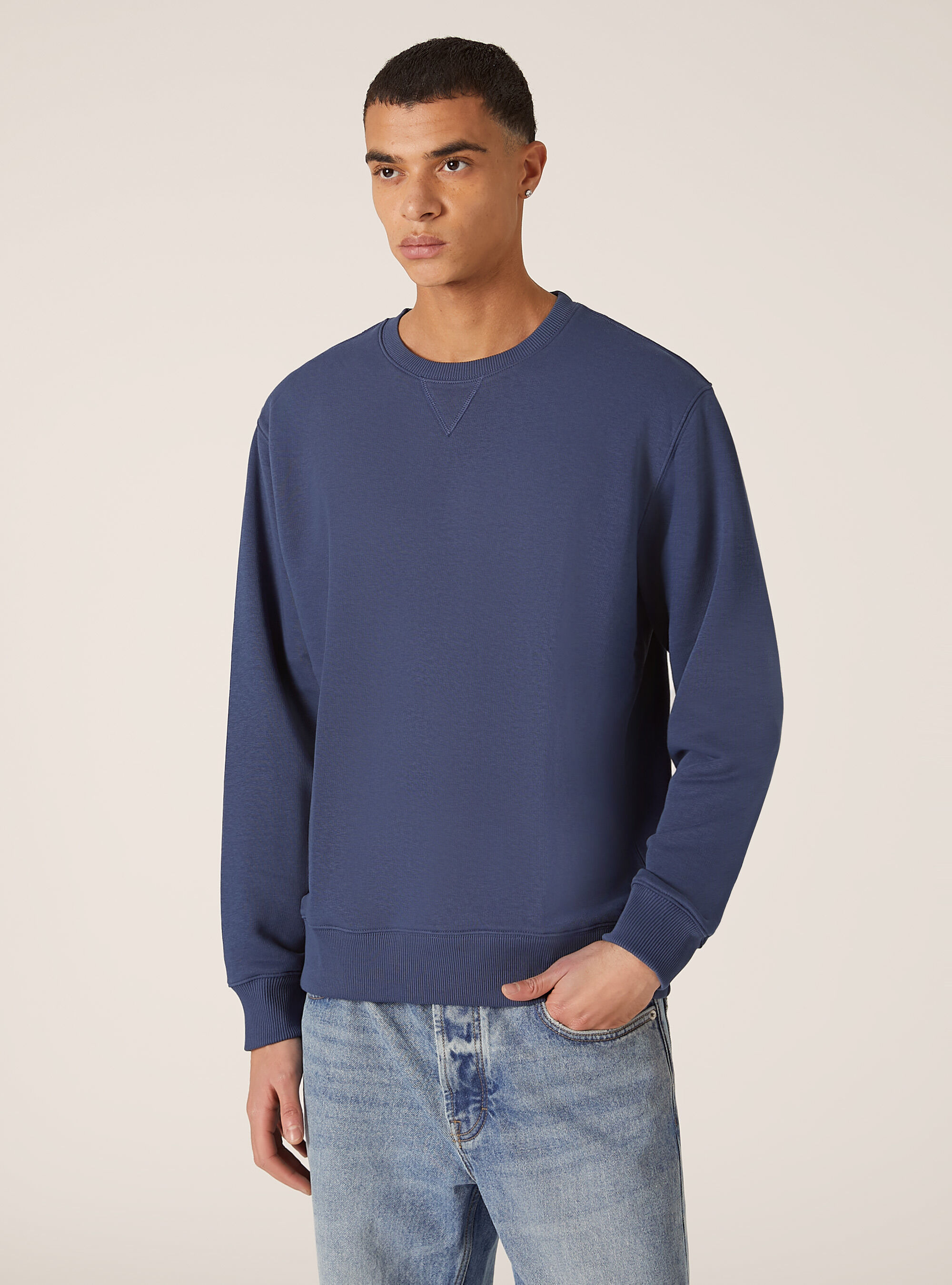 Plain-coloured crew-neck sweatshirt, BL3 BLUE LIGHT