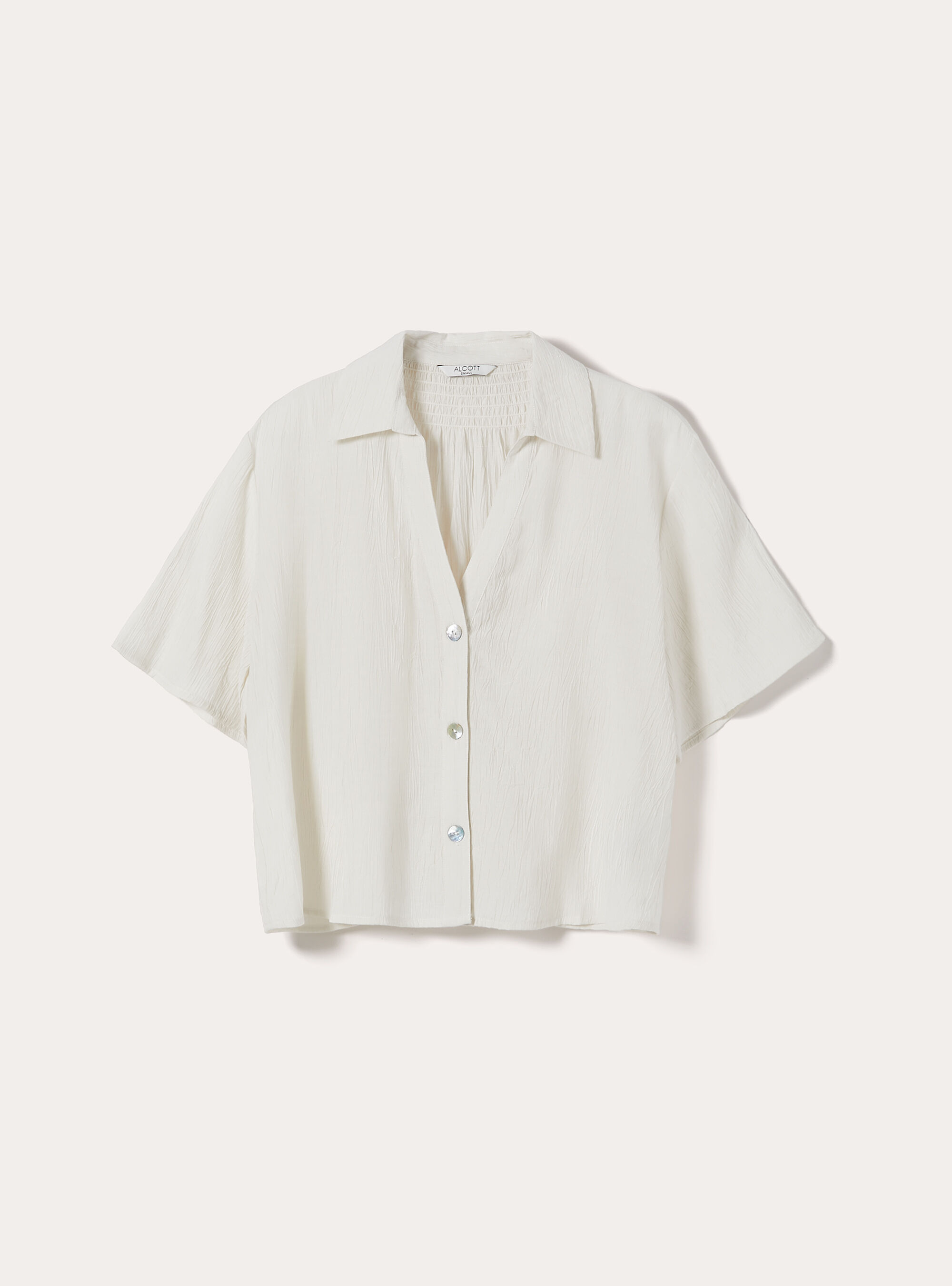 Camicia maniche corte in crepe, WH2 WHITE