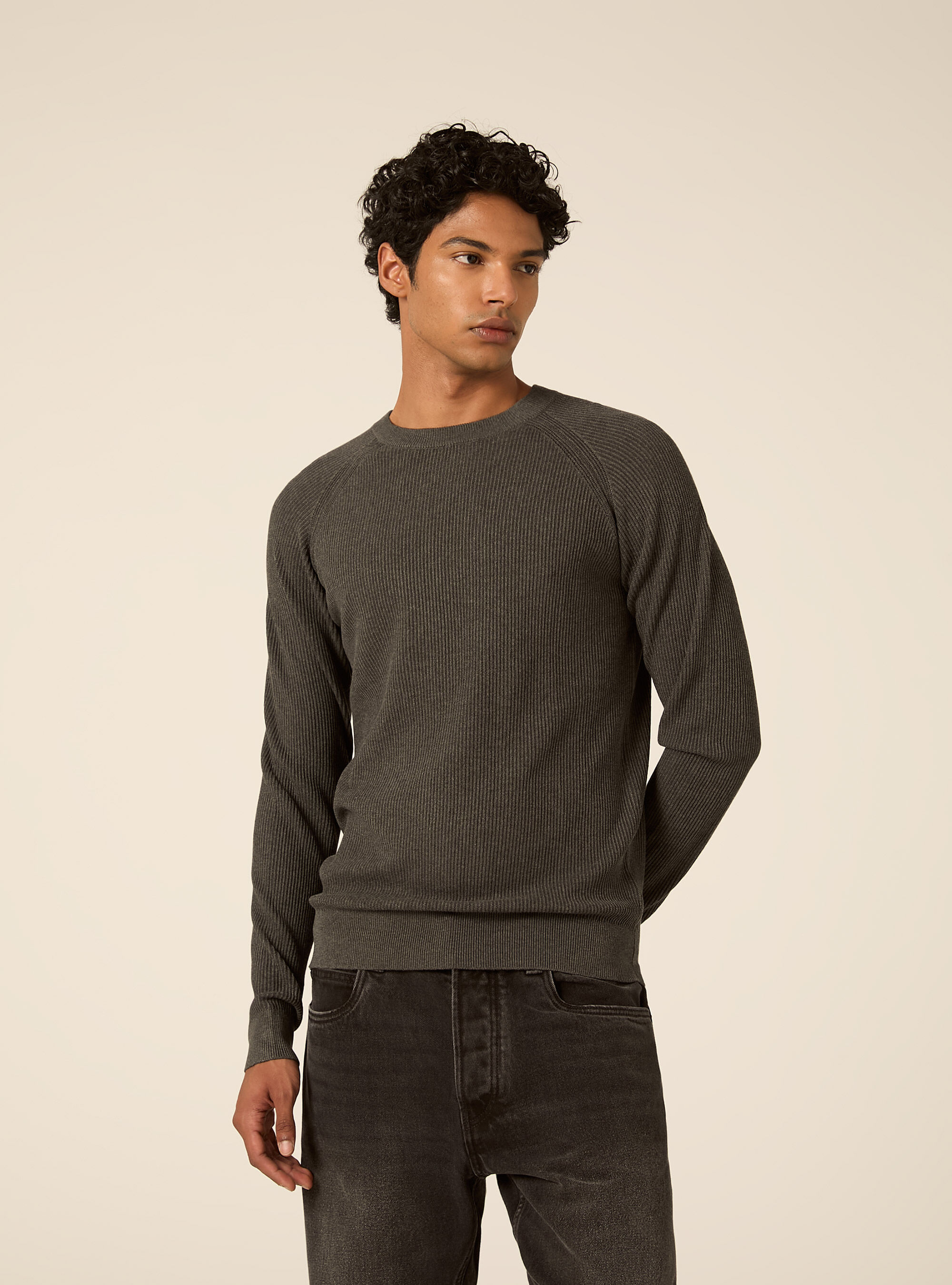Maglia girocollo in misto cotone regular fit