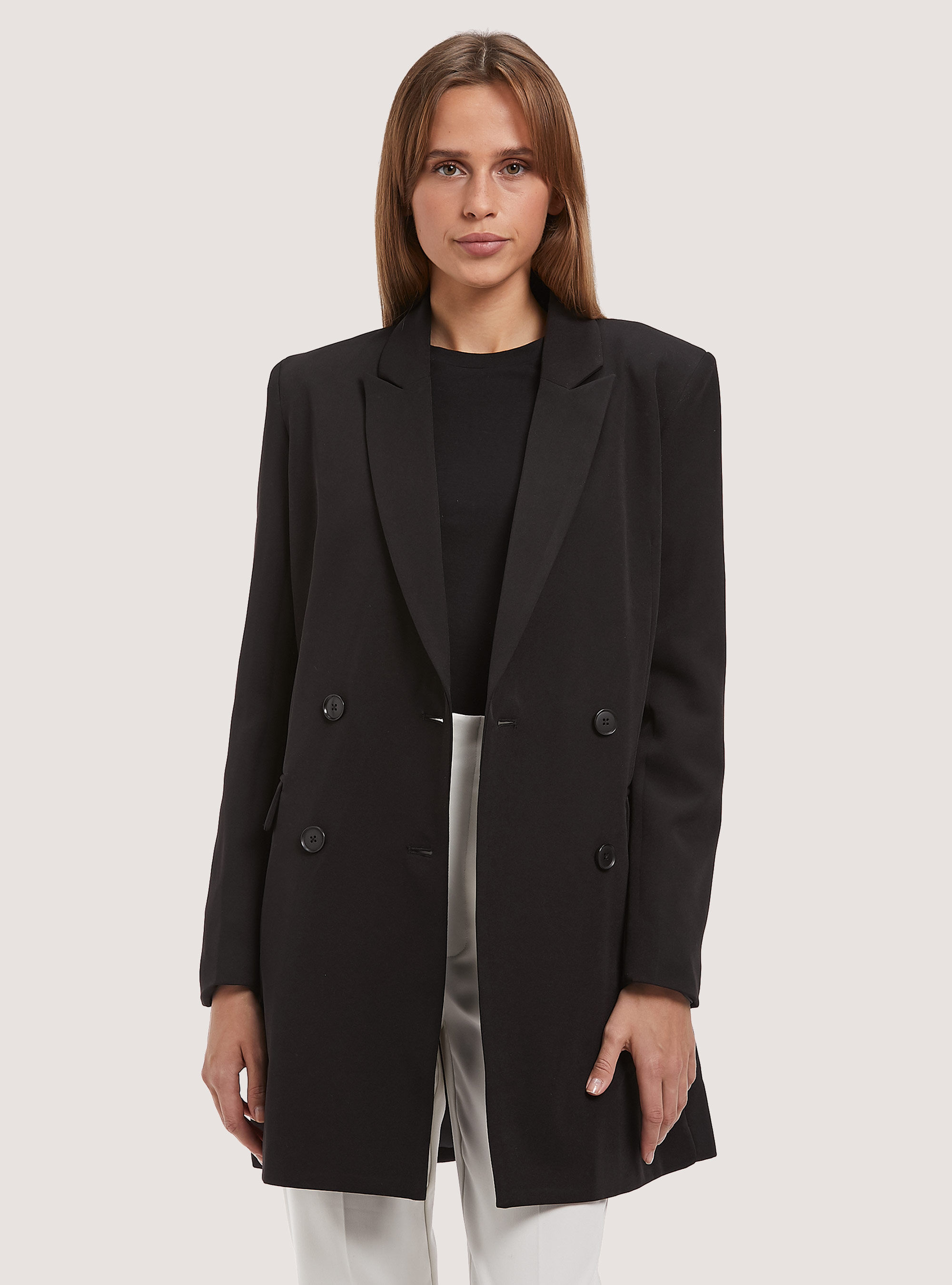 Double breasted long blazer cheap