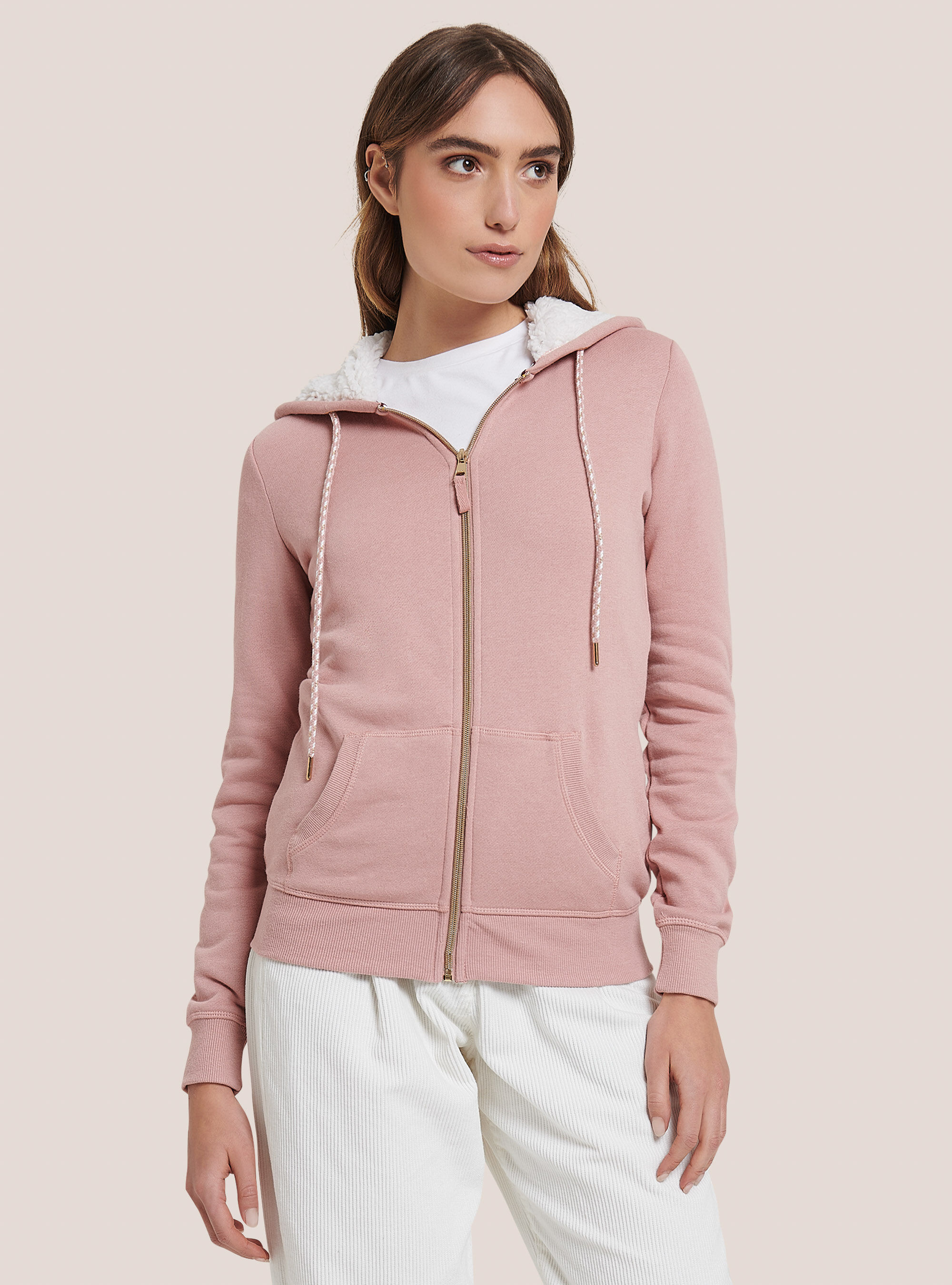 Sweatshirt with zip and faux fur hood Alcott Women s Sweatshirts