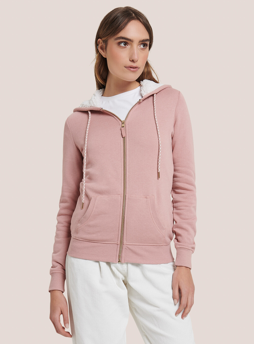 Felpe da donna con mezza zip, pullover ritagliato in pile quarto con cerniera felpe con cappuccio abiti autunnali vestiti foro per il pollice, Cachi Felpe da donna con mezza zip, pullover ritagliato in pile quarto con cerniera felpe con cappuccio abiti autunnali vestiti foro per il pollice, Cachi