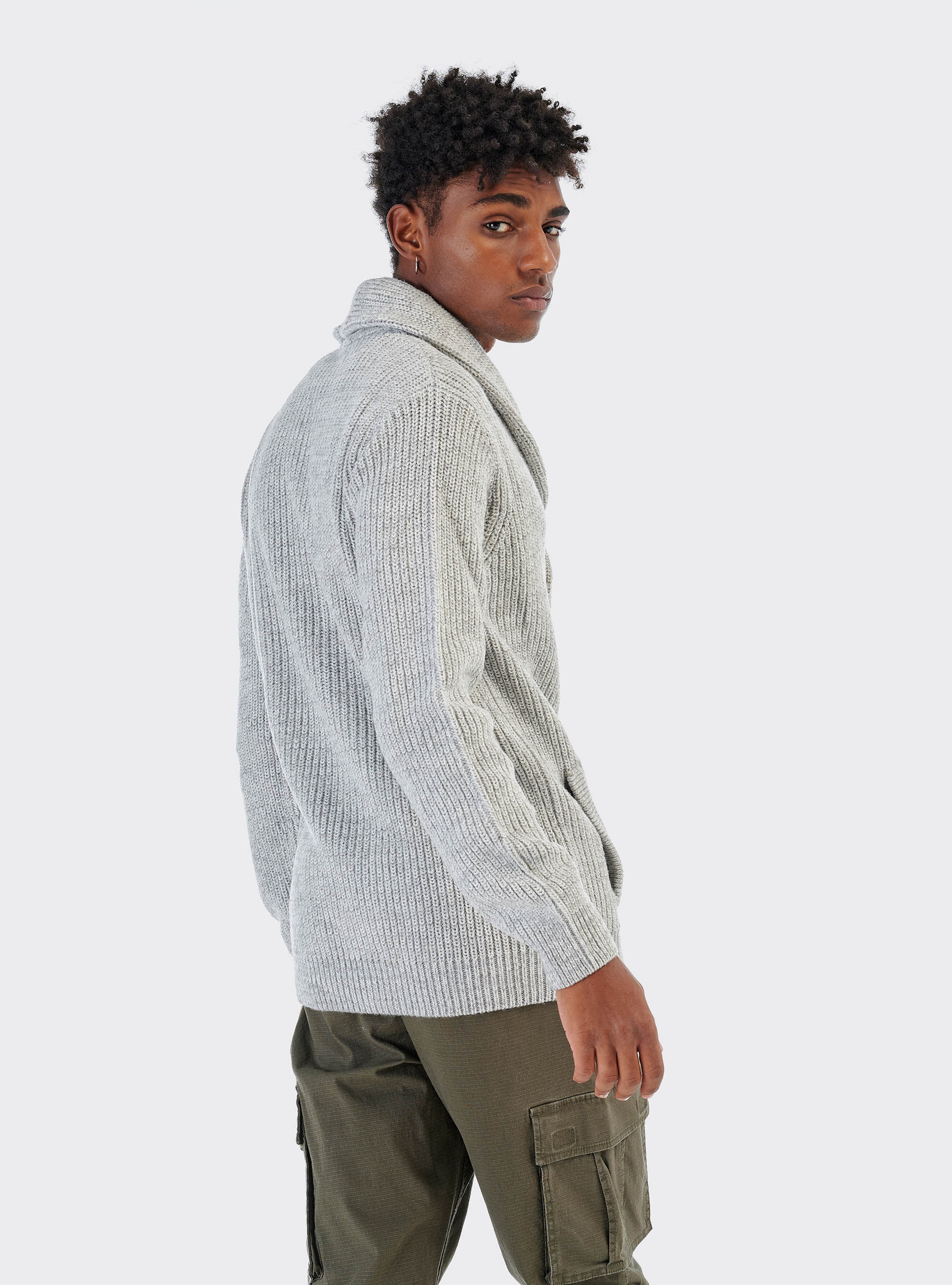 Wool blend cardigan pullover, C184 PEARL