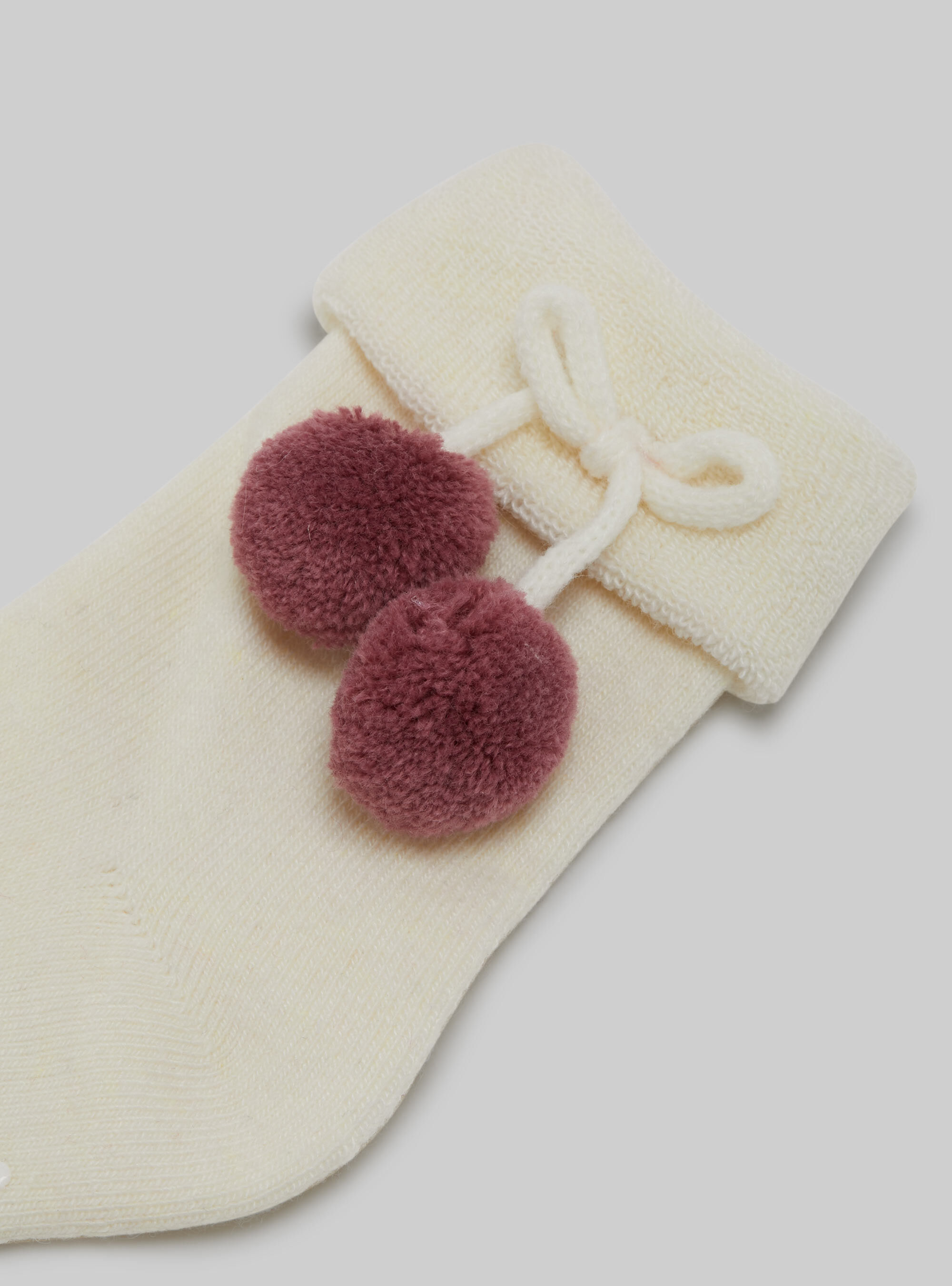 Slip-on socks with pom-poms, WH1 OFF WHITE